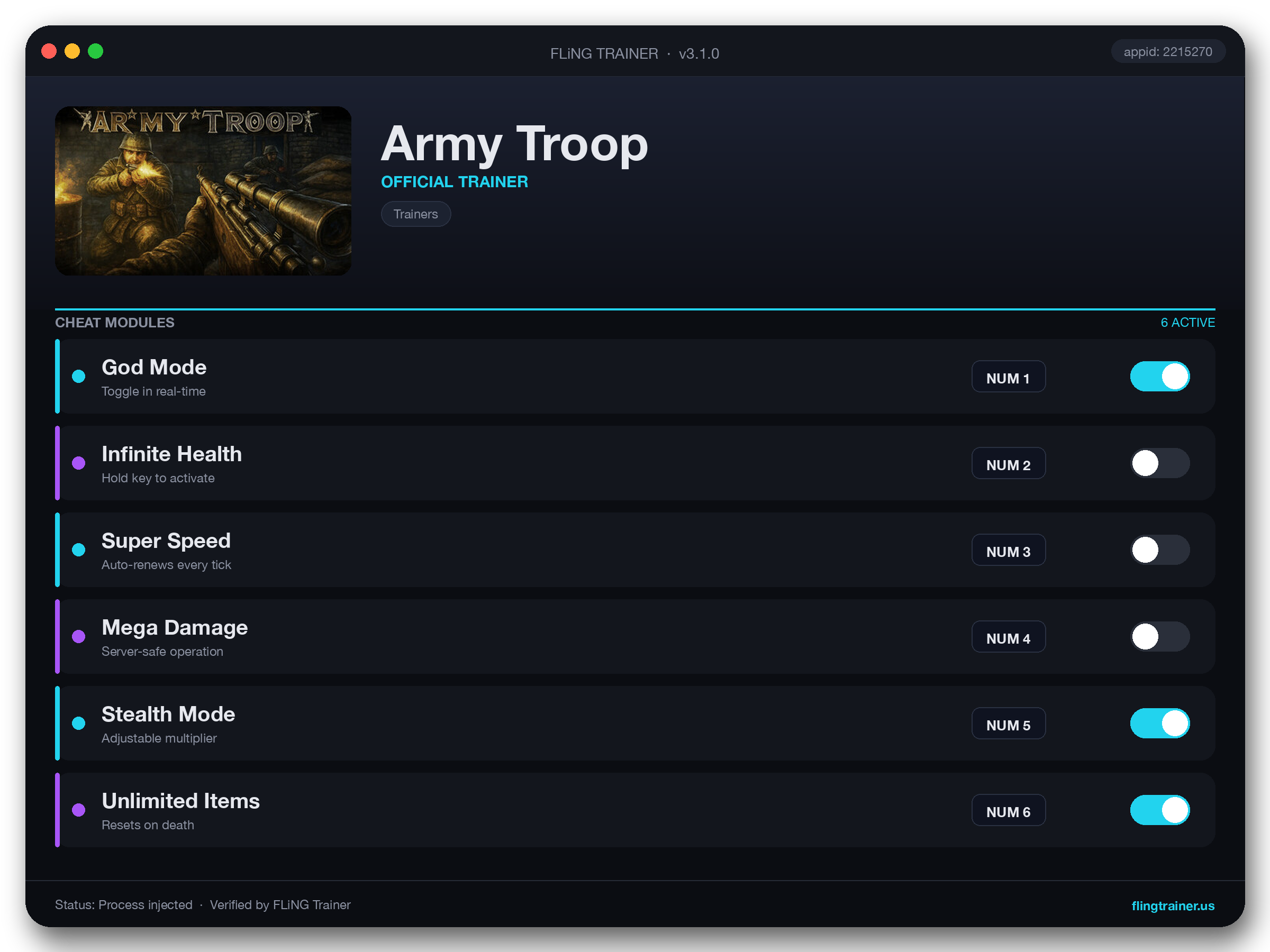 Army Troop Trainer interface