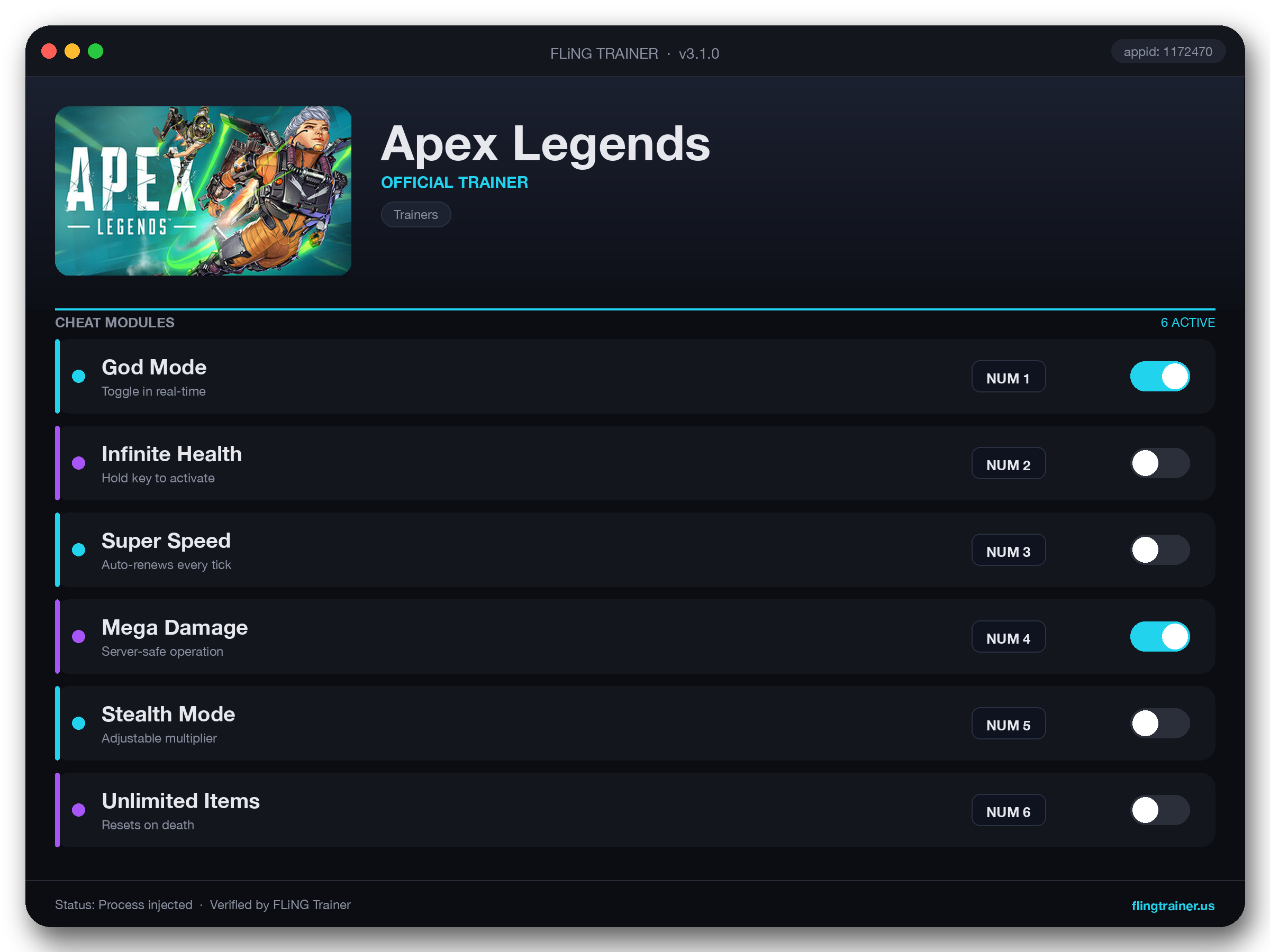 Apex Legends Trainer interface