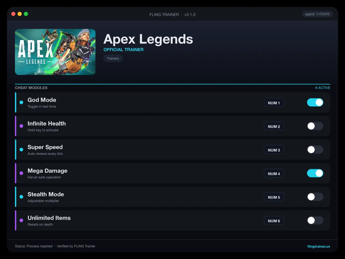 Apex Legends Trainer interface