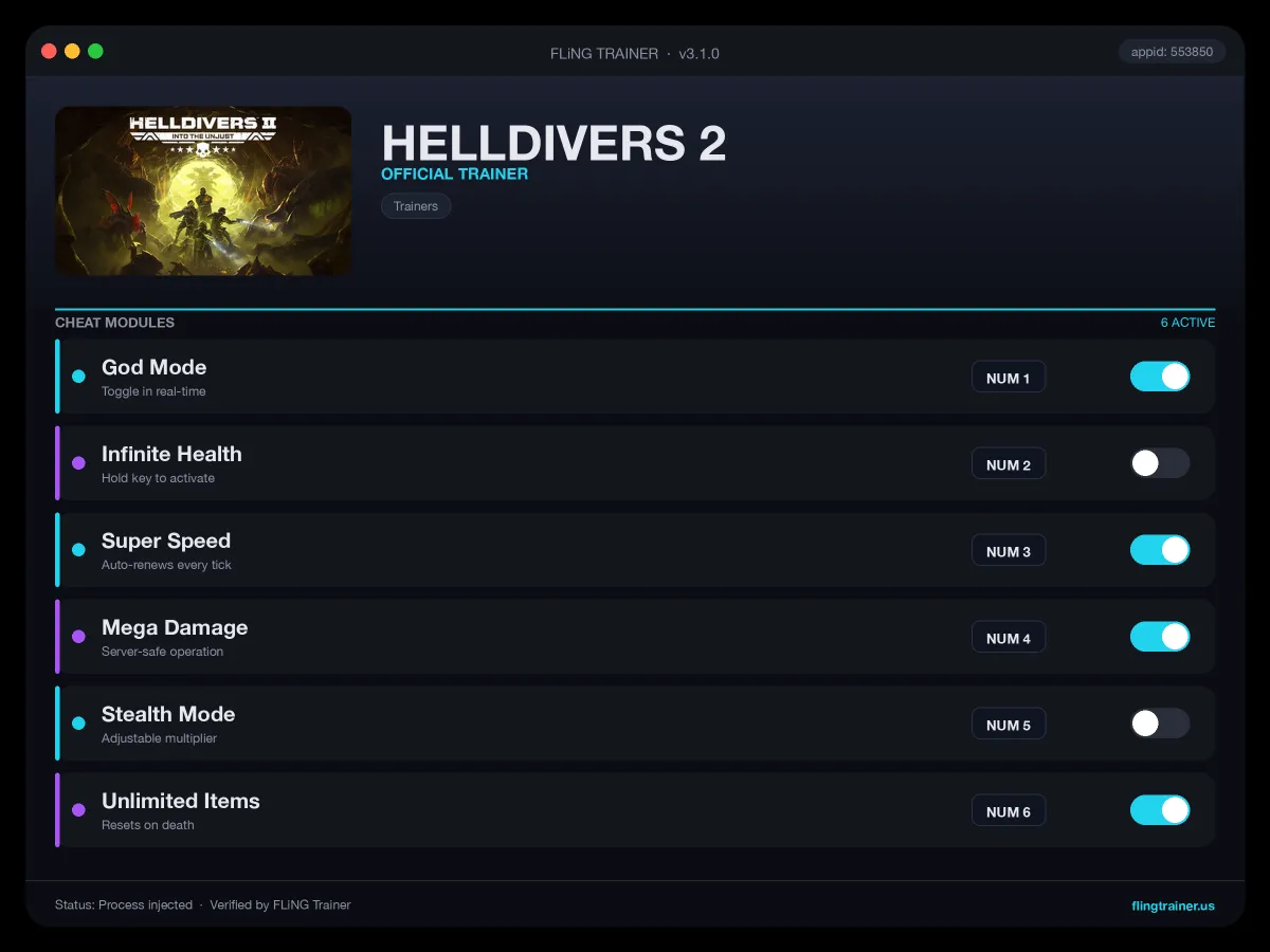 HELLDIVERS 2 Trainer interface