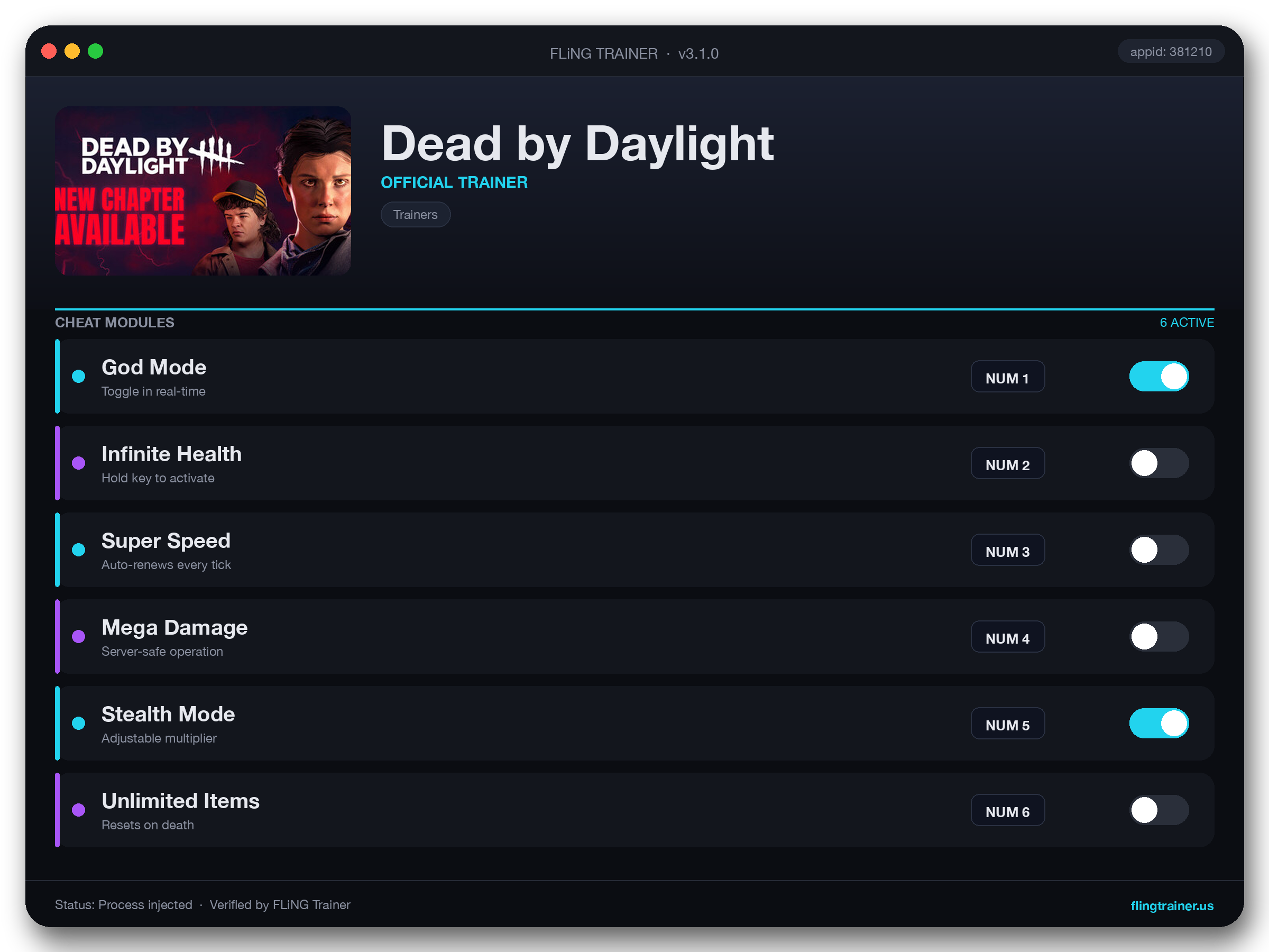 Dead by Daylight Trainer interface