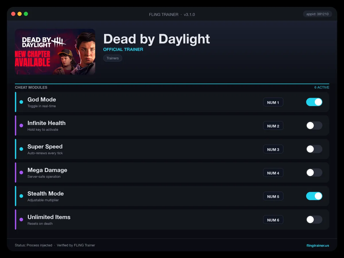 Dead by Daylight Trainer interface