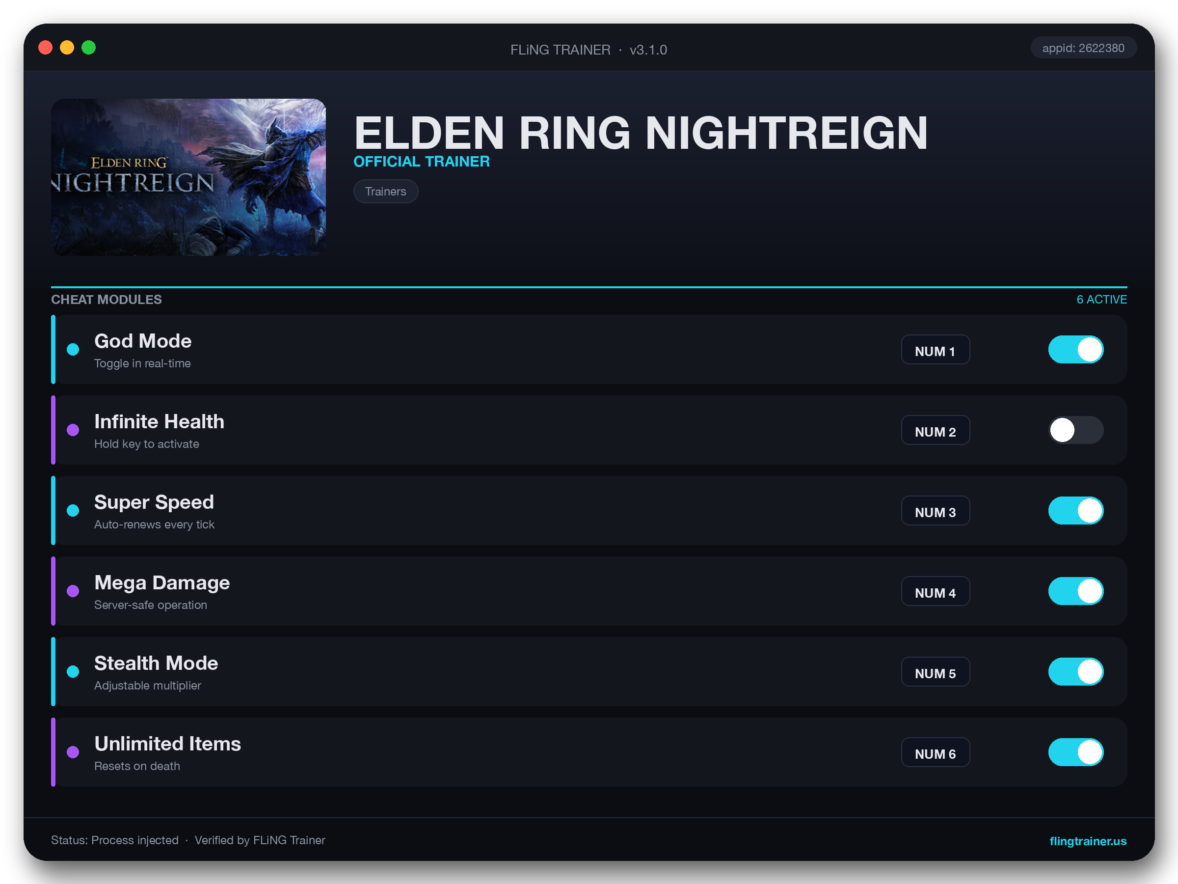 ELDEN RING NIGHTREIGN Trainer interface