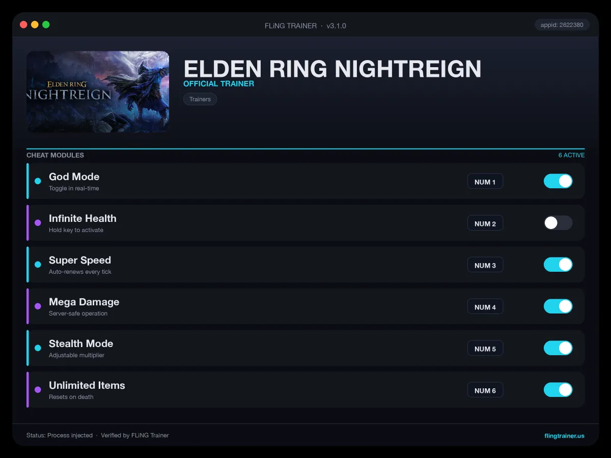 ELDEN RING NIGHTREIGN Trainer interface