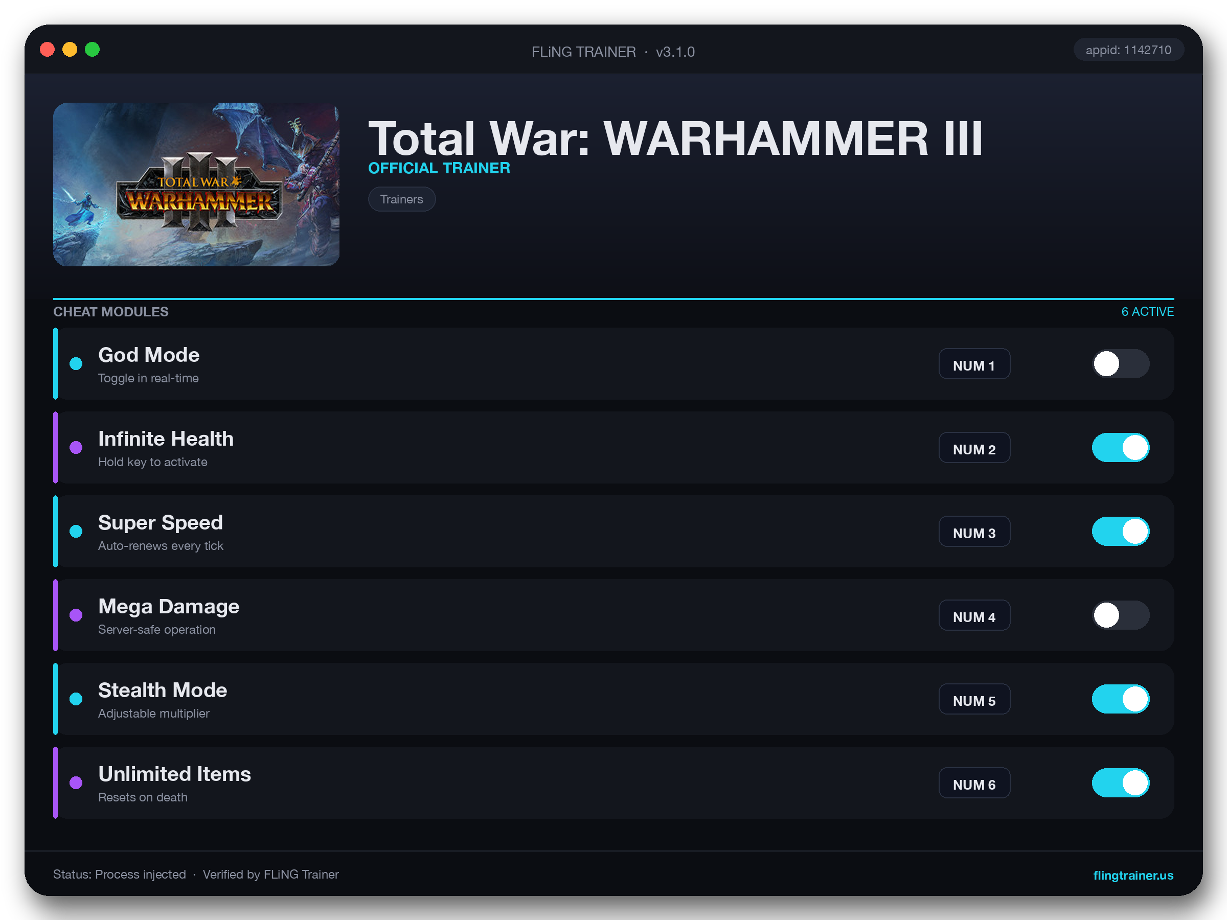 Total War: WARHAMMER III Trainer interface