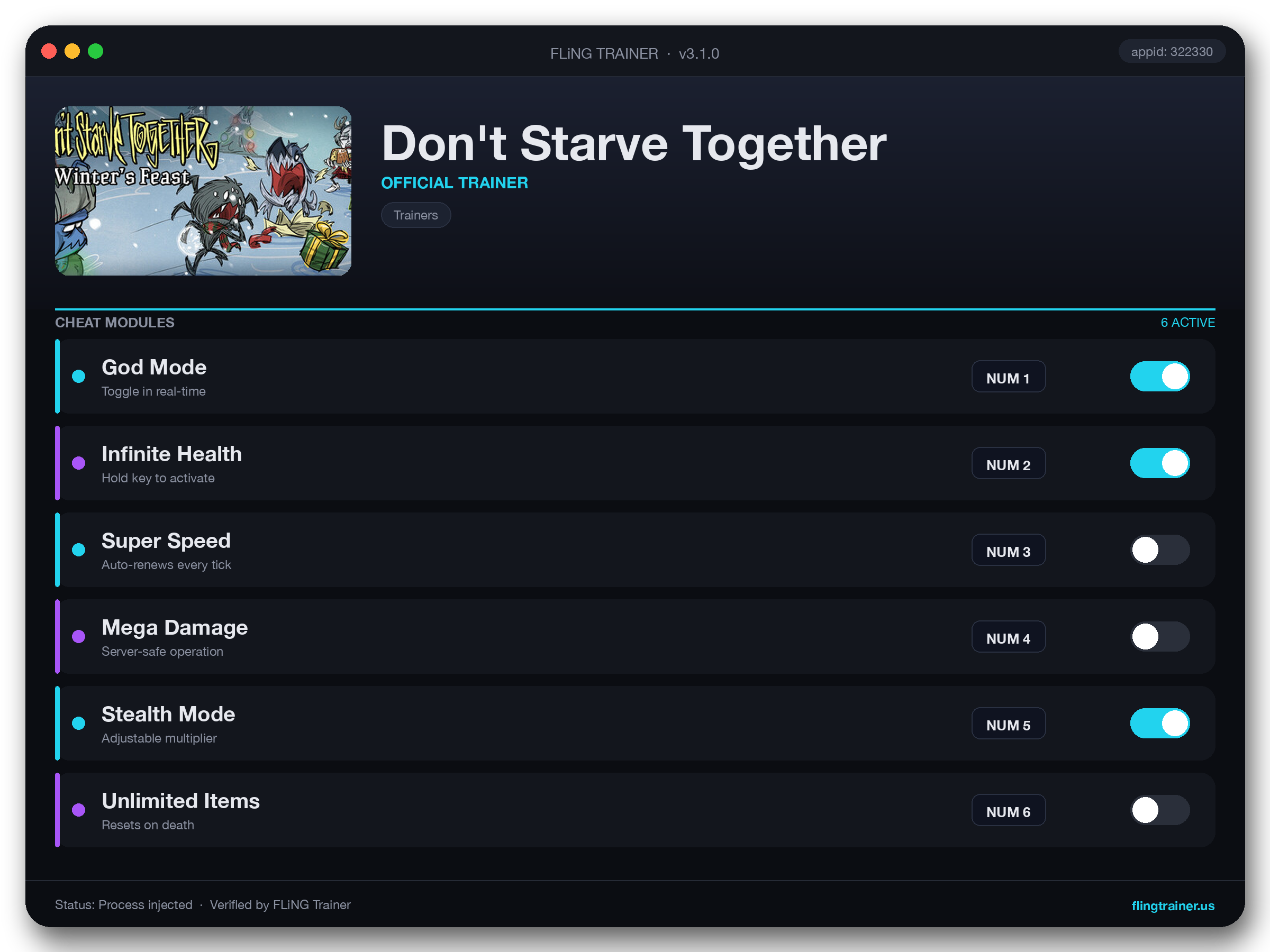 Don't Starve Together Trainer interface