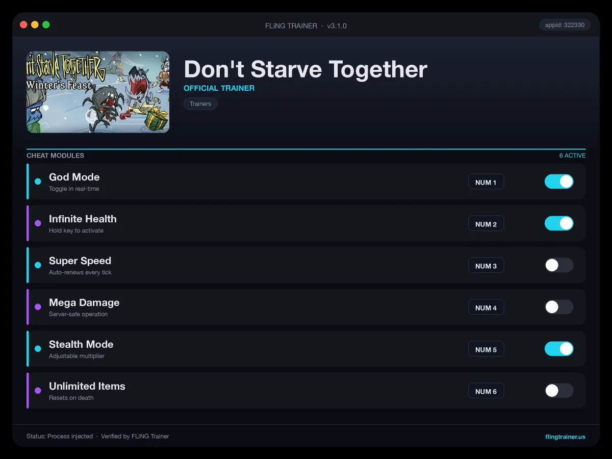 Don't Starve Together Trainer interface