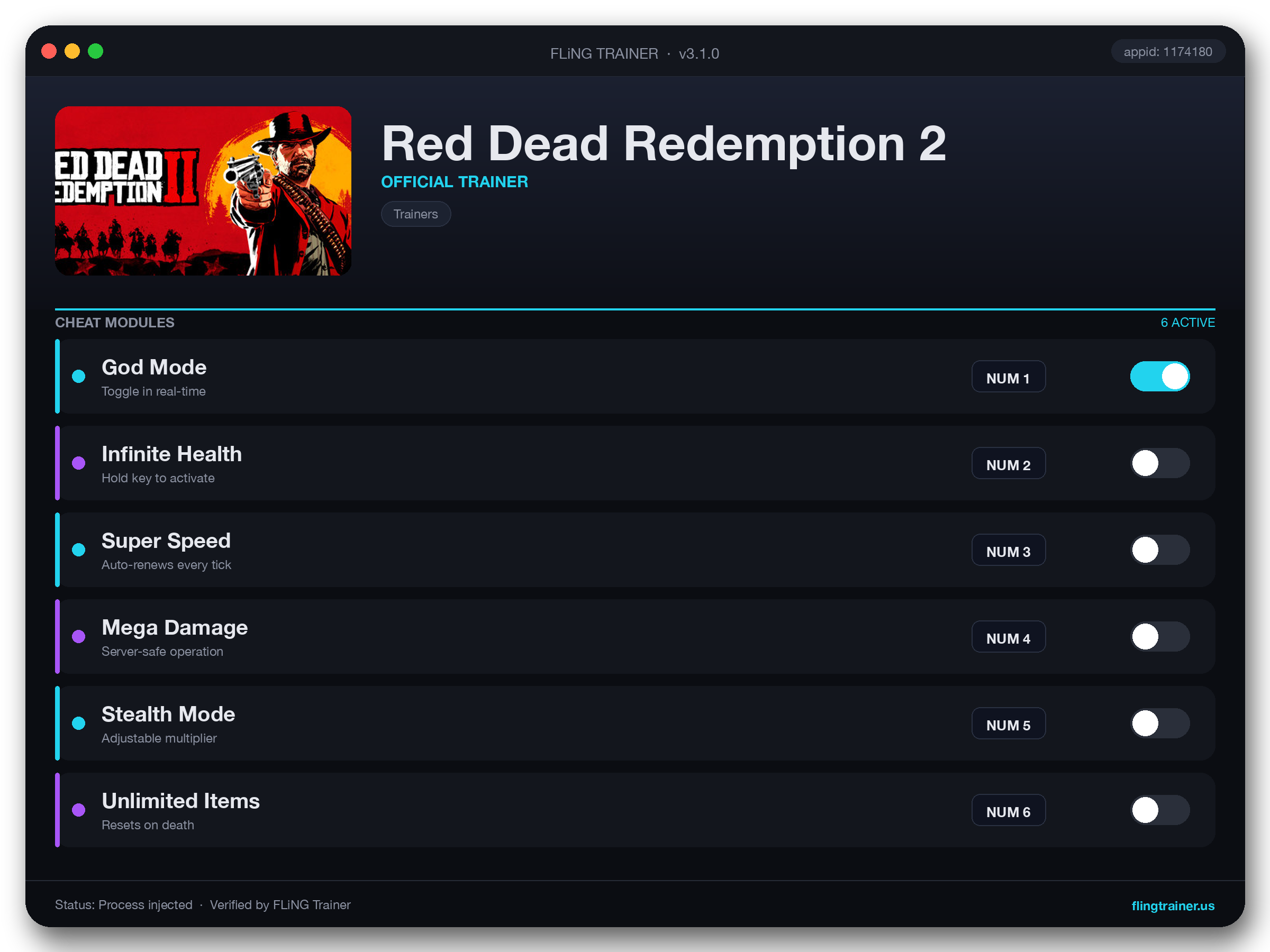 Red Dead Redemption 2 Trainer interface