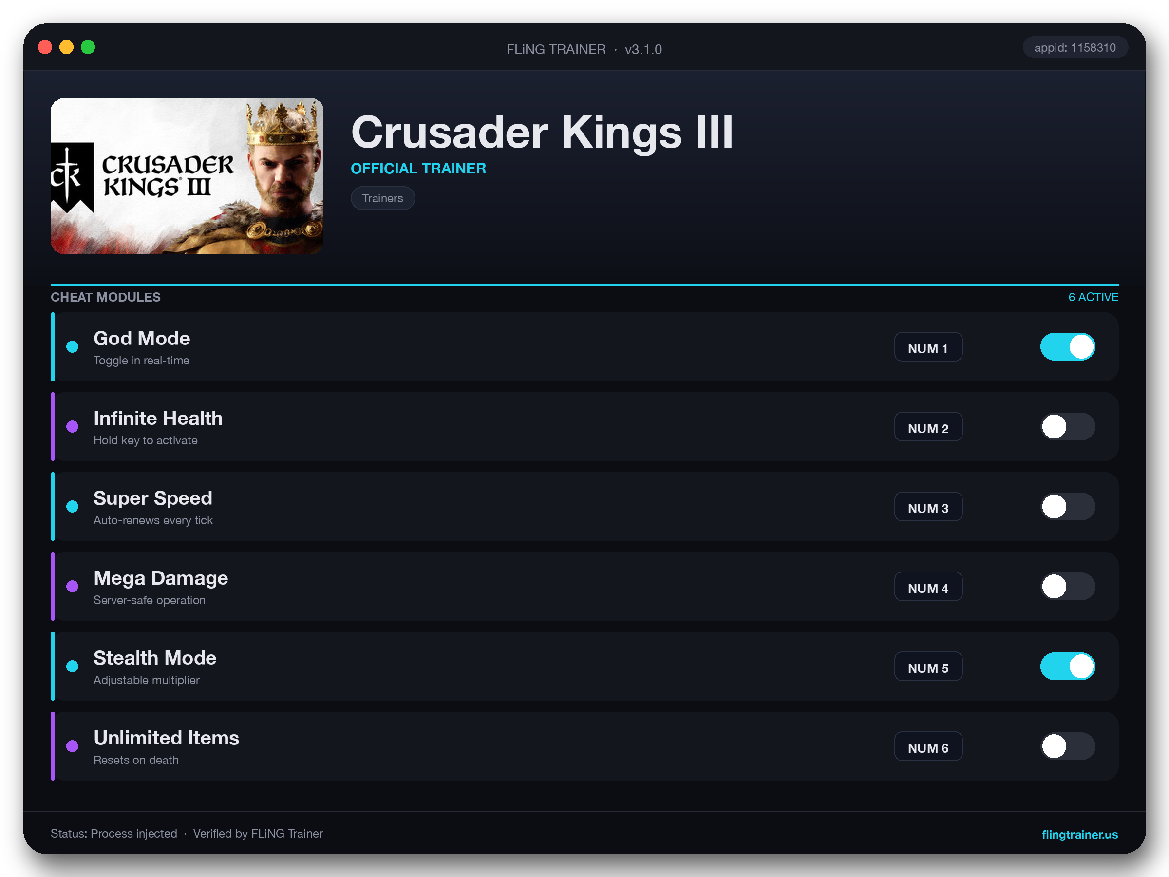 Crusader Kings III Trainer interface