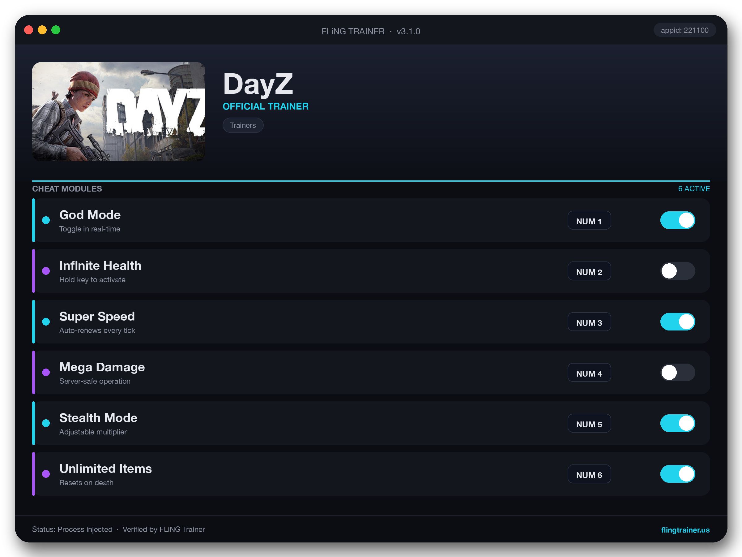 DayZ Trainer interface
