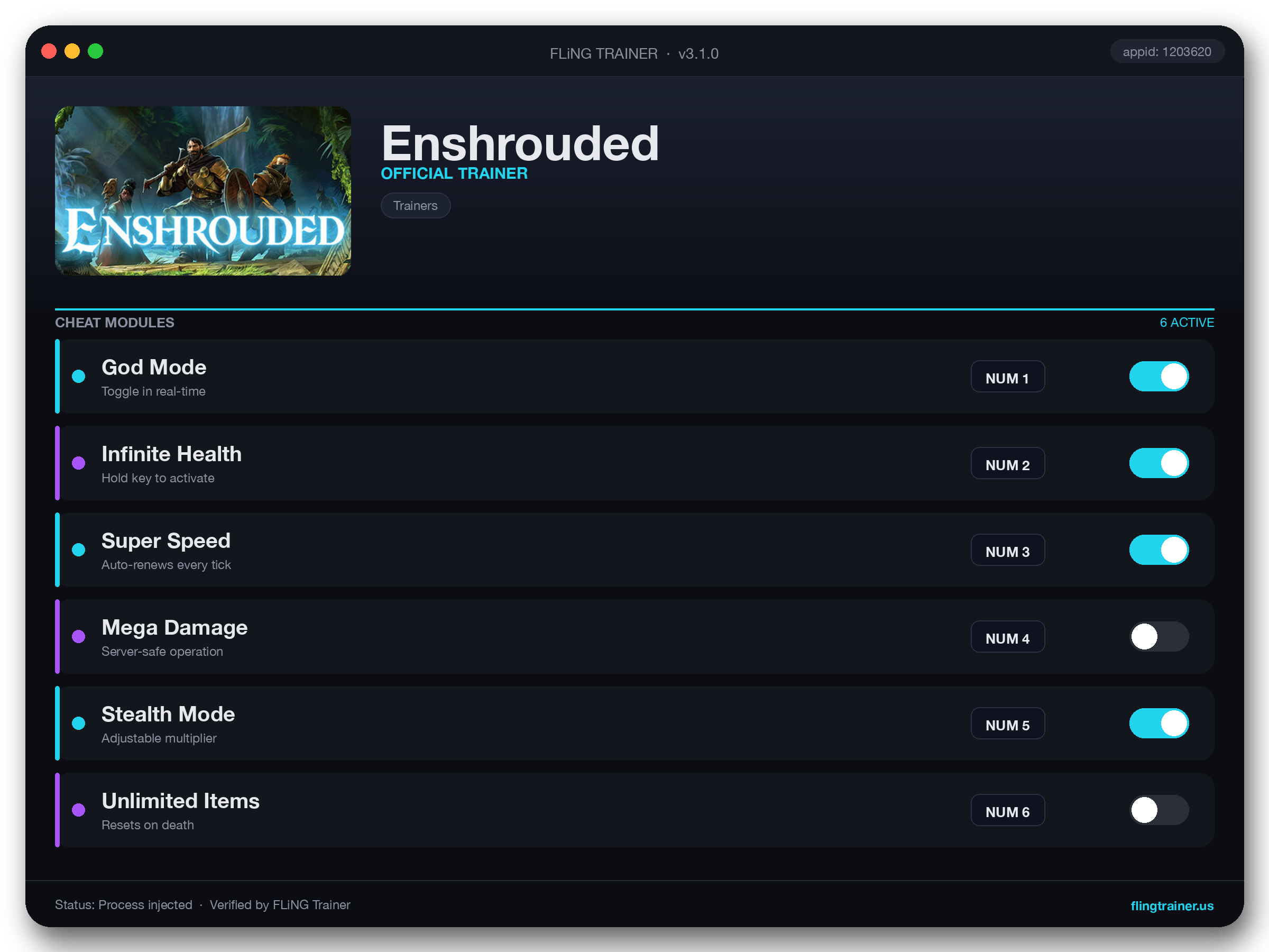 Enshrouded Trainer interface