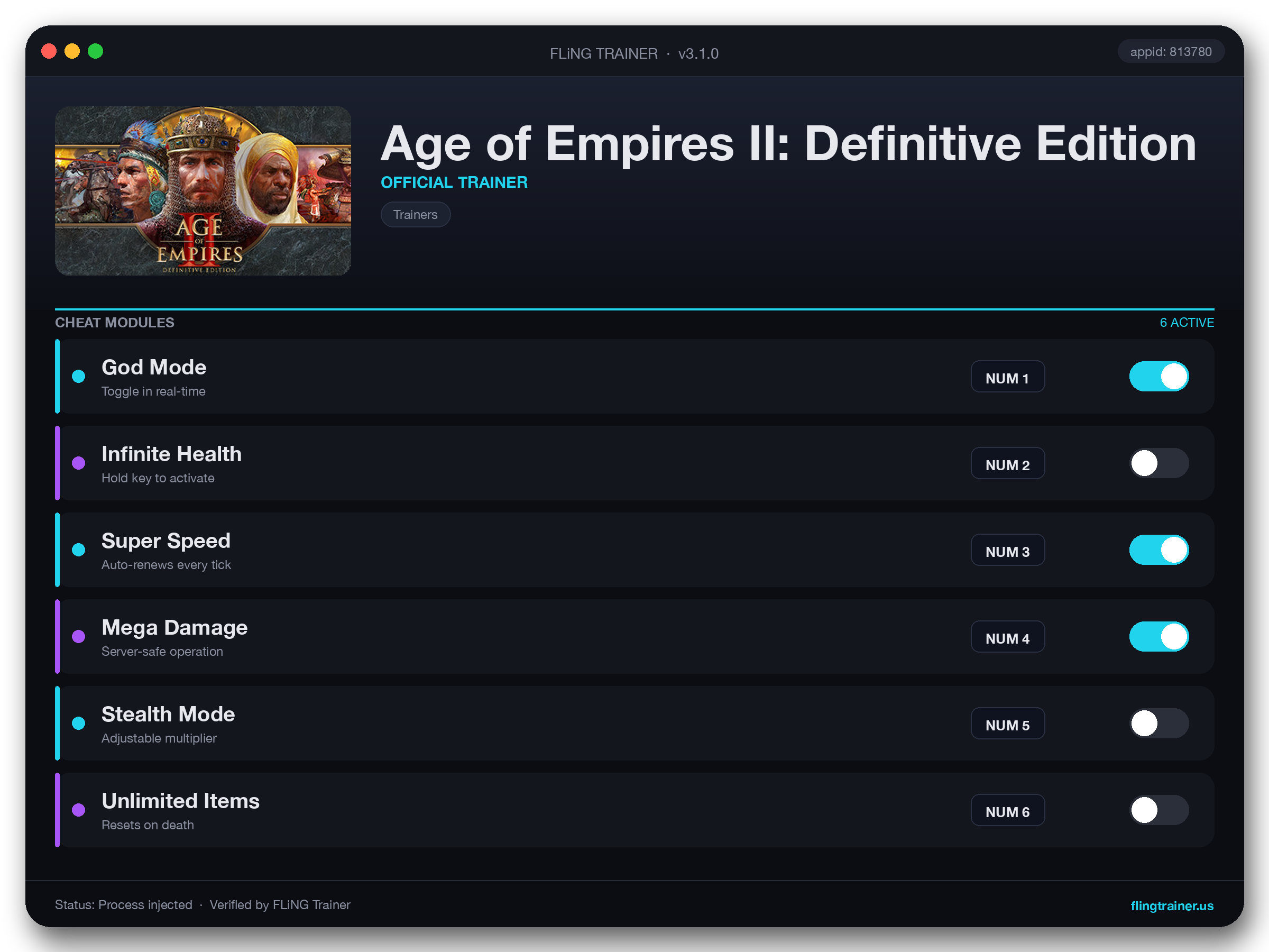Age of Empires II: Definitive Edition Trainer interface