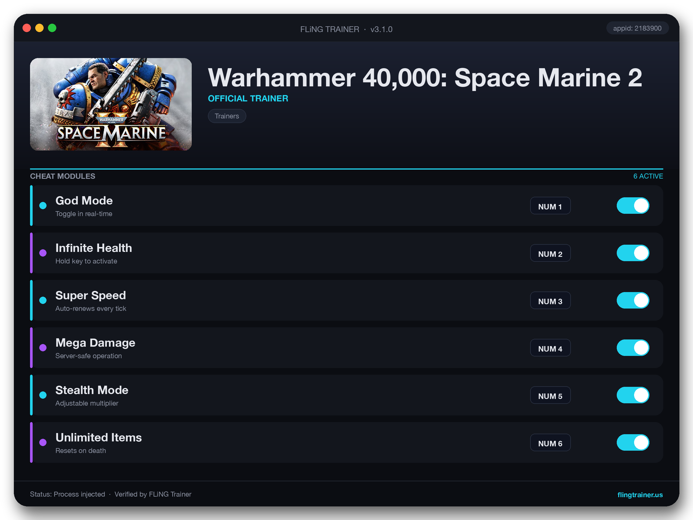 Warhammer 40,000: Space Marine 2 Trainer interface