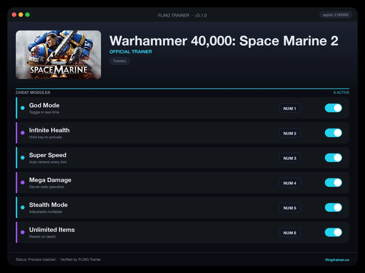 Warhammer 40,000: Space Marine 2 Trainer interface