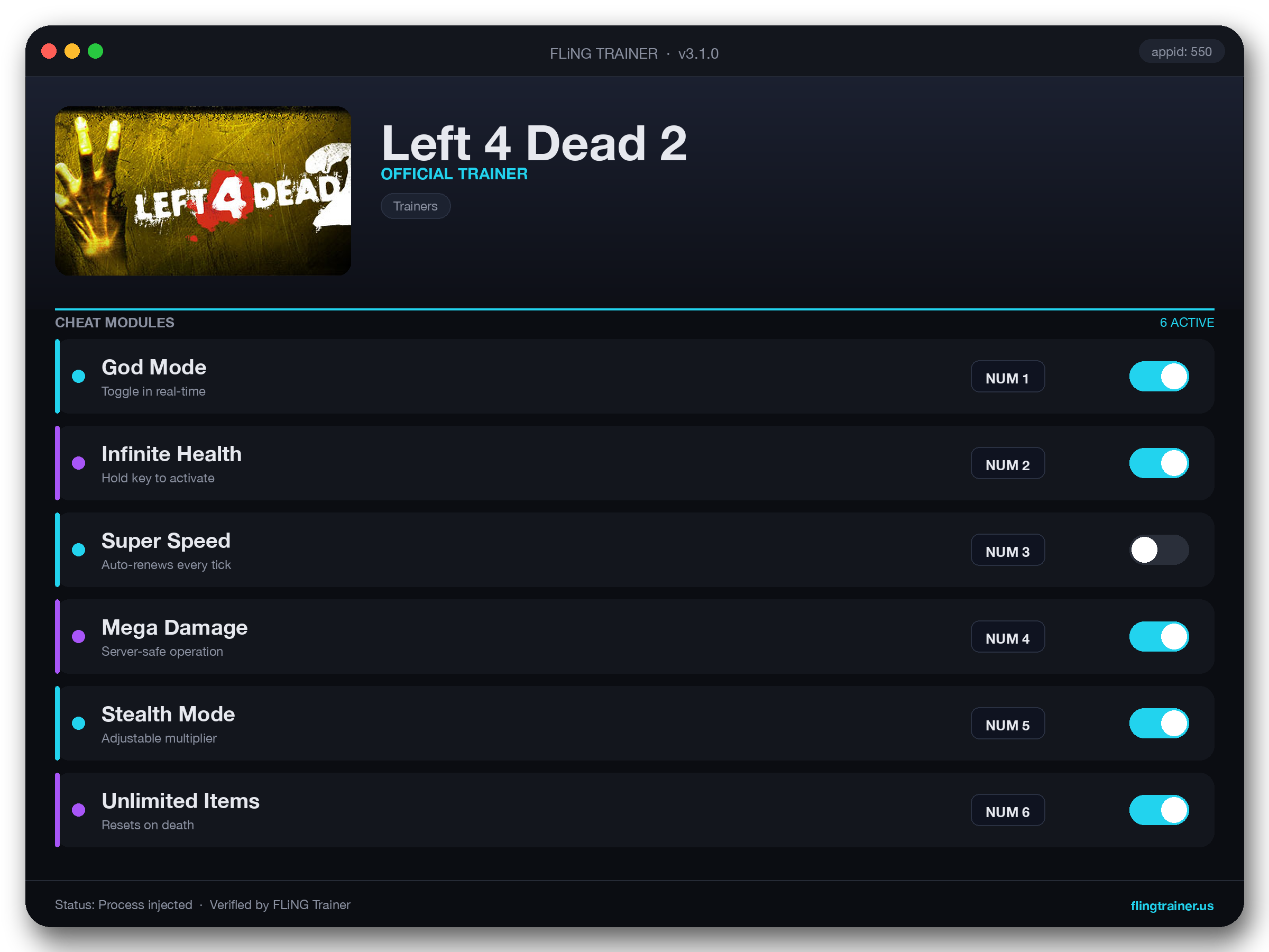 Left 4 Dead 2 Trainer interface