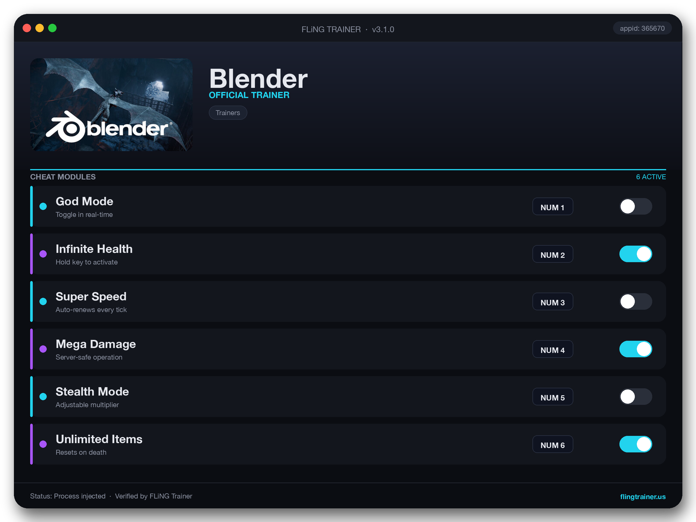 Blender Trainer interface