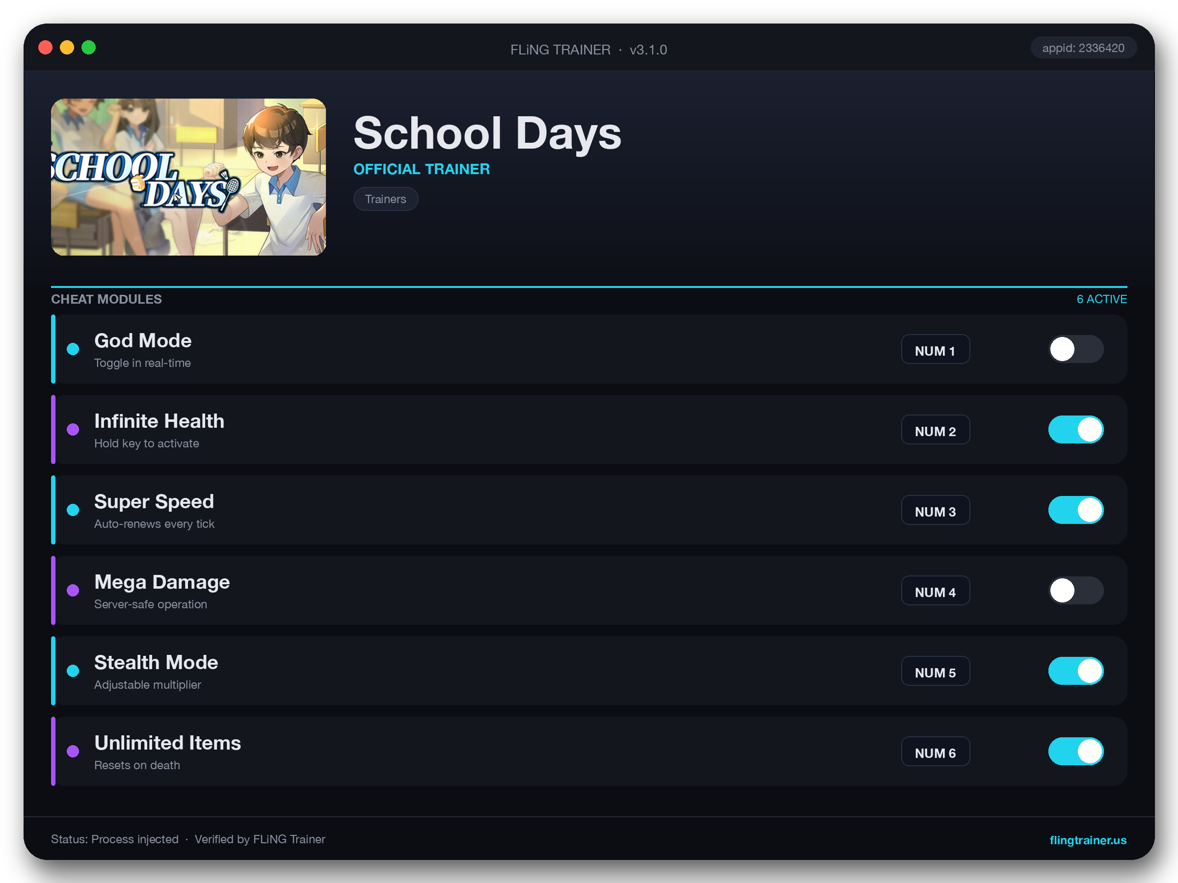 School Days Trainer interface