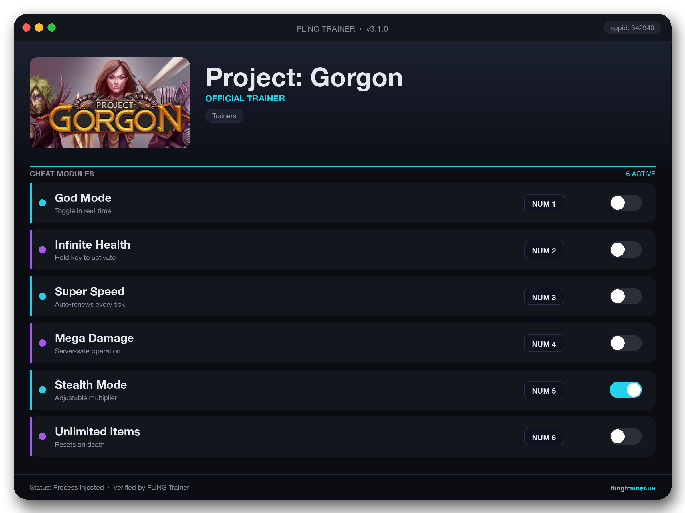 Project: Gorgon Trainer interface