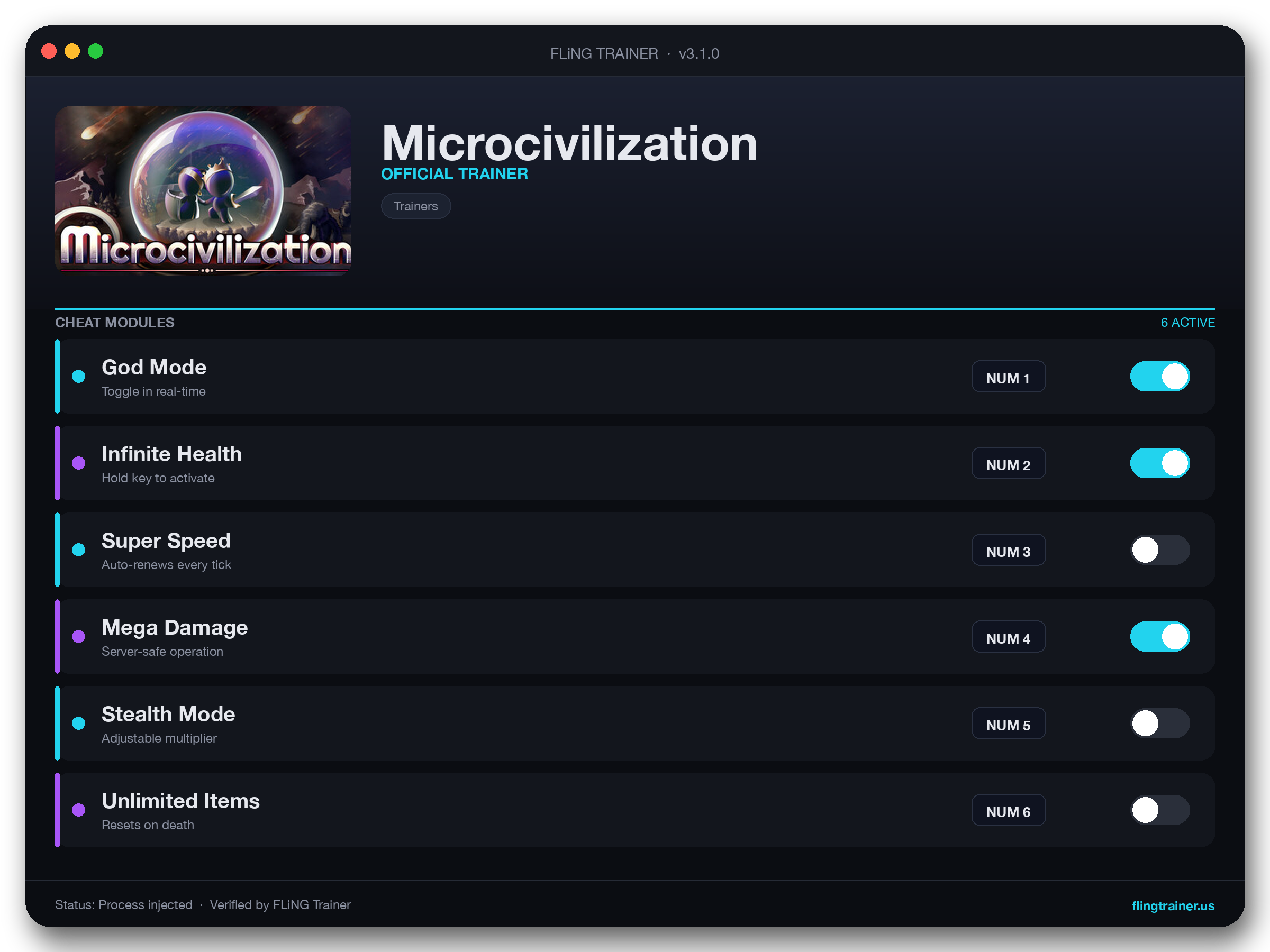 Microcivilization Trainer interface