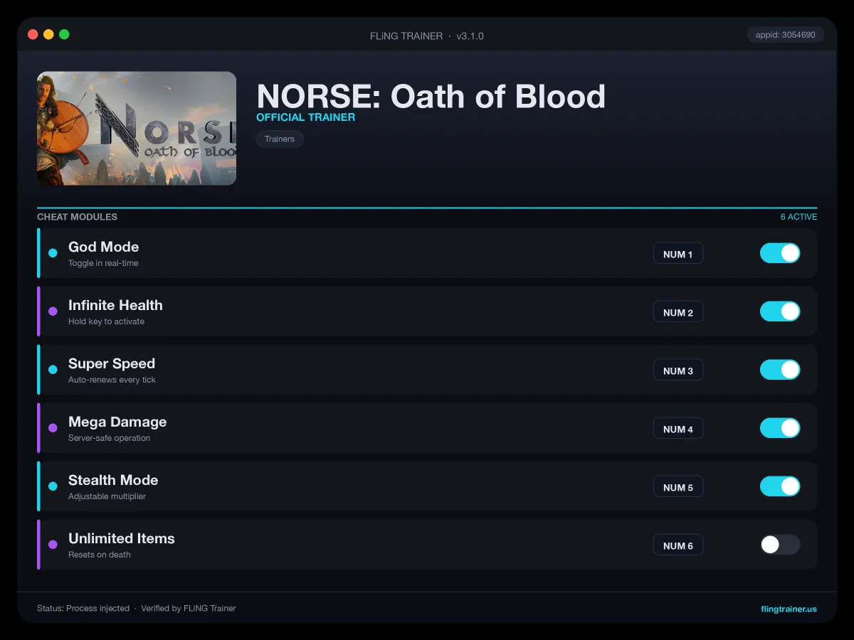 NORSE: Oath of Blood Trainer interface