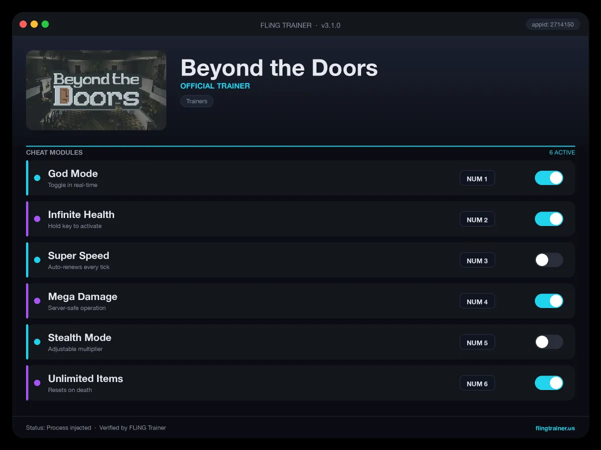 Beyond the Doors Trainer interface