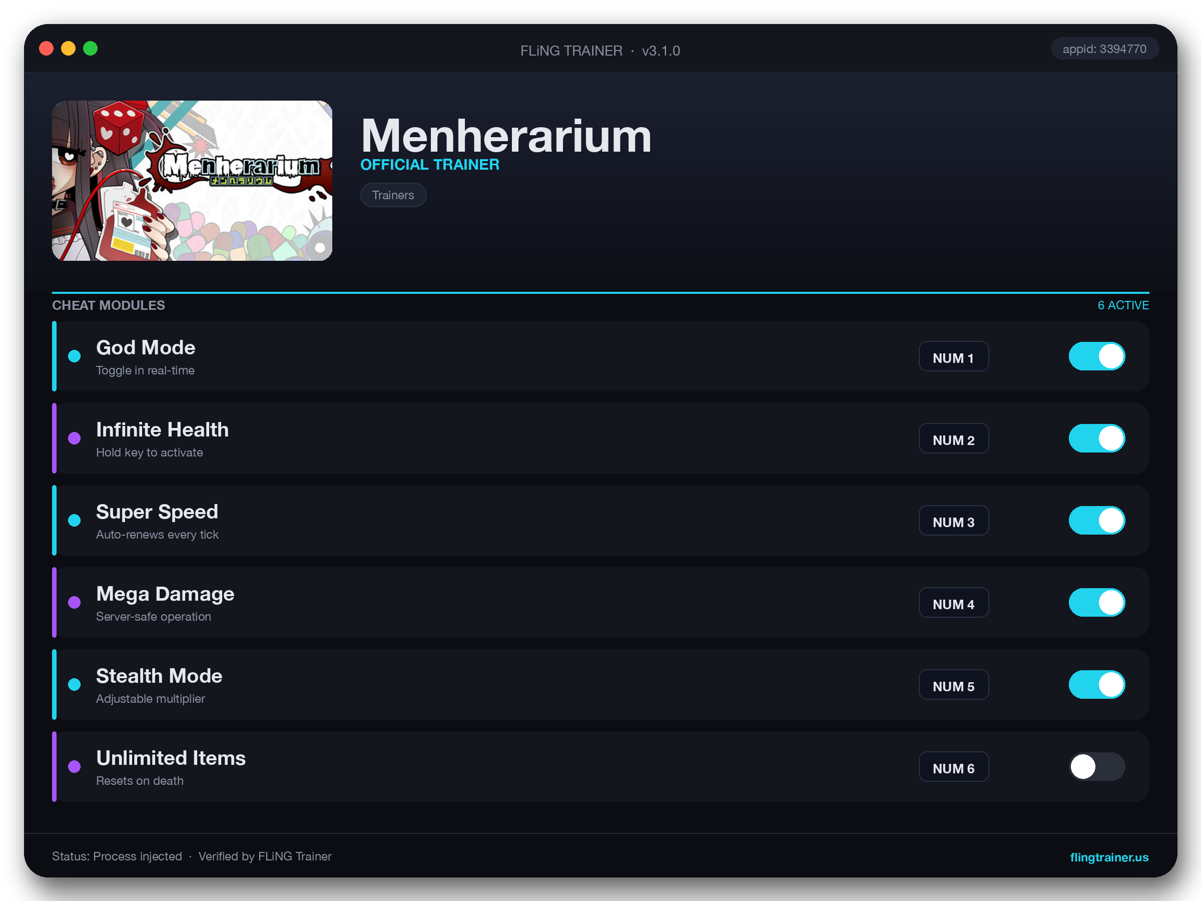 Menherarium Trainer interface
