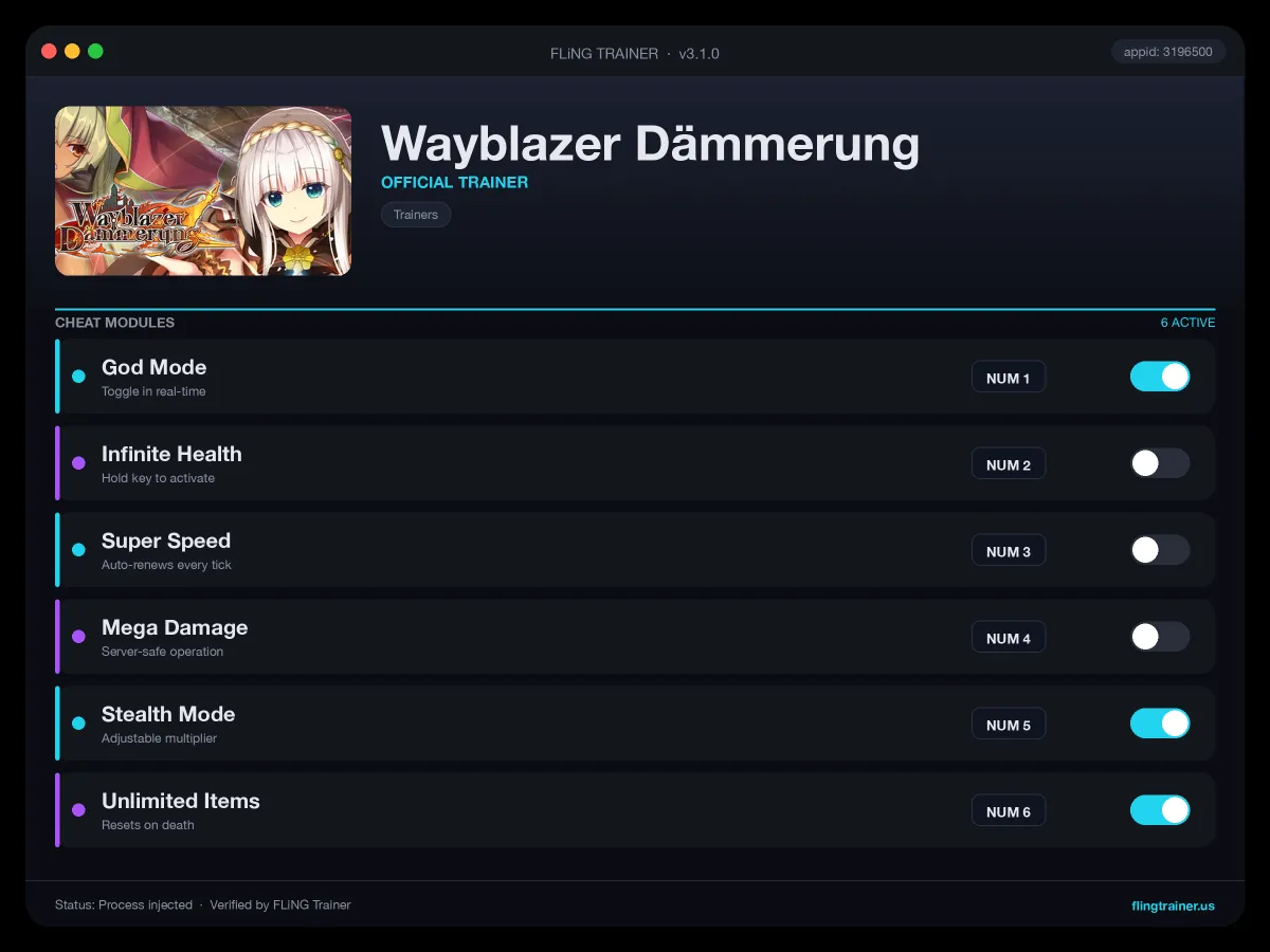 Wayblazer Dämmerung Trainer interface