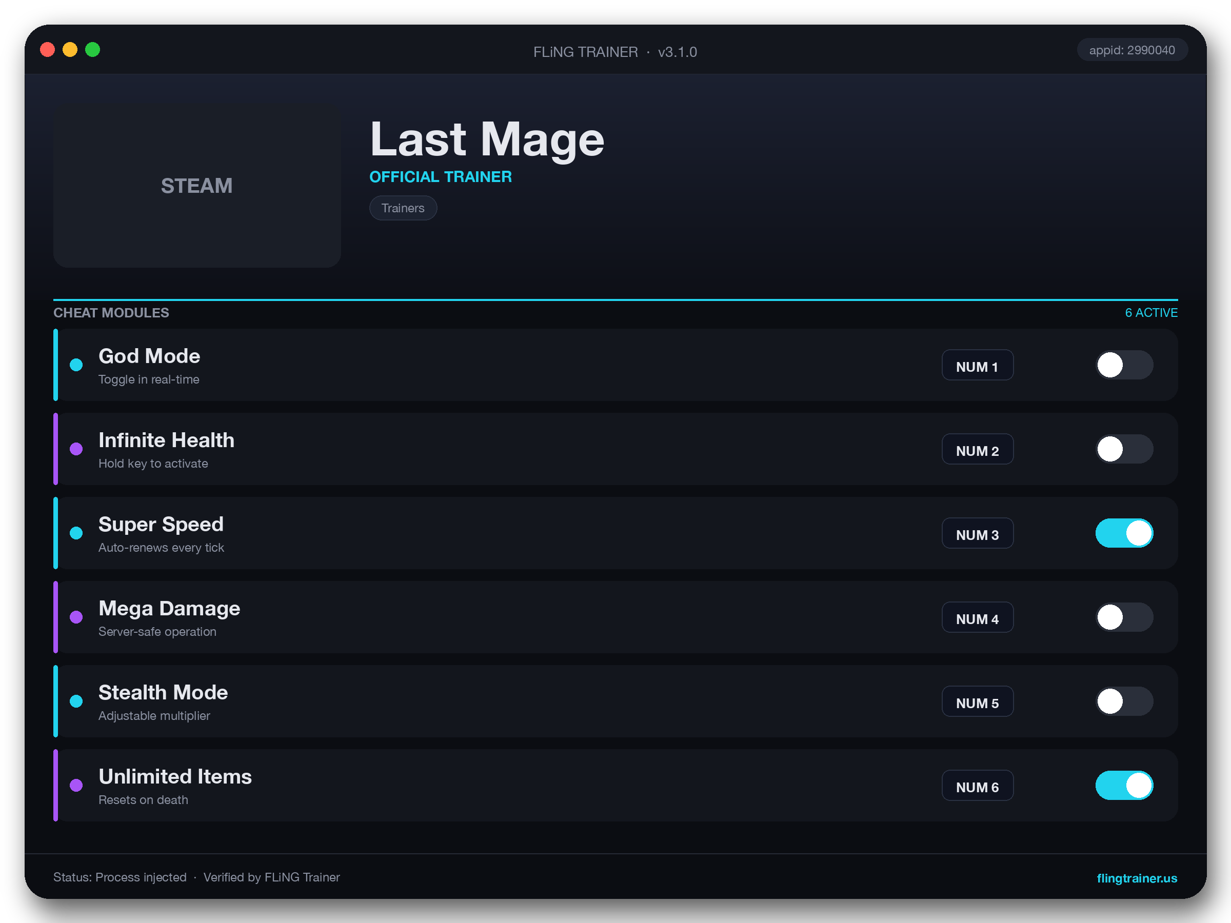 Last Mage Trainer interface