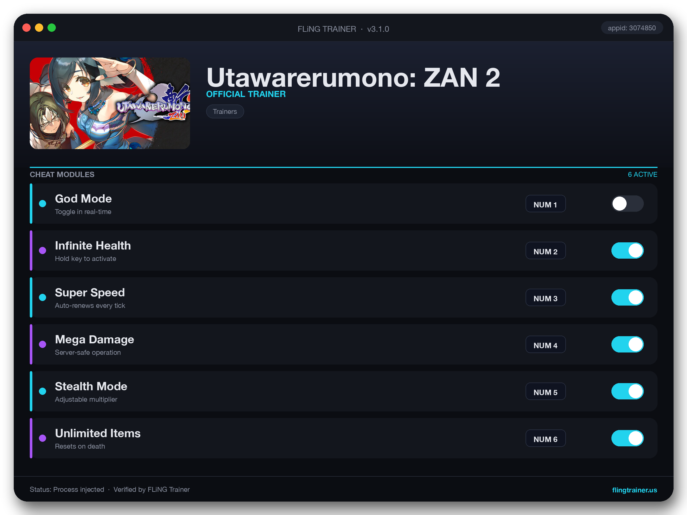 Utawarerumono: ZAN 2 Trainer interface
