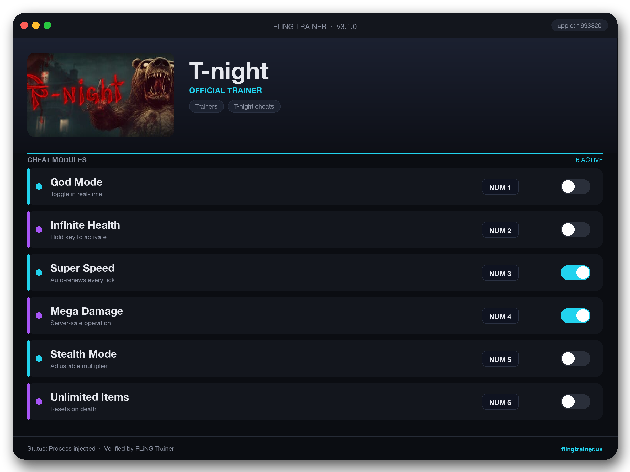 T-night Trainer interface