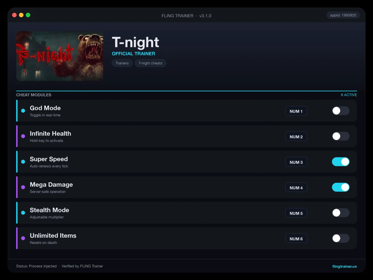 T-night Trainer interface