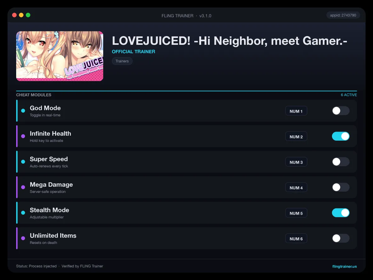 LOVEJUICED! -Hi Neighbor, meet Gamer.- Trainer interface