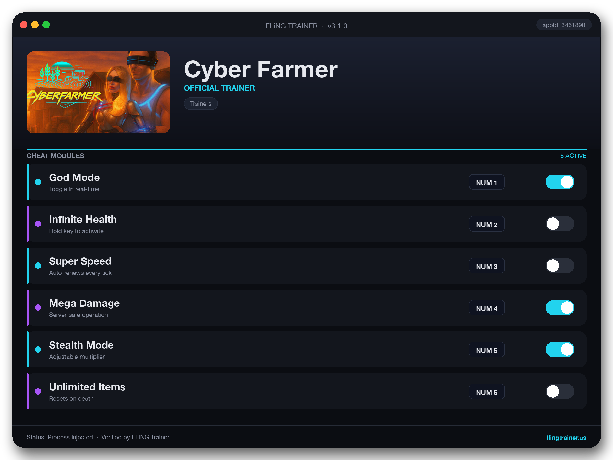 Cyber Farmer Trainer interface