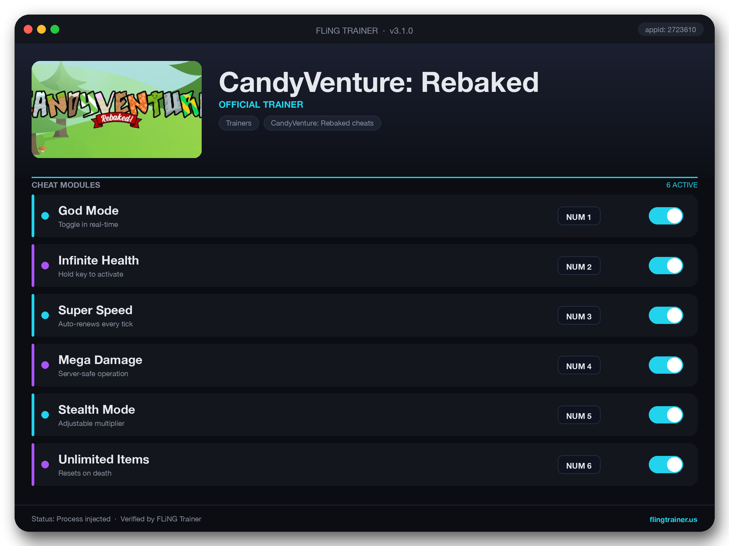 CandyVenture: Rebaked Trainer interface