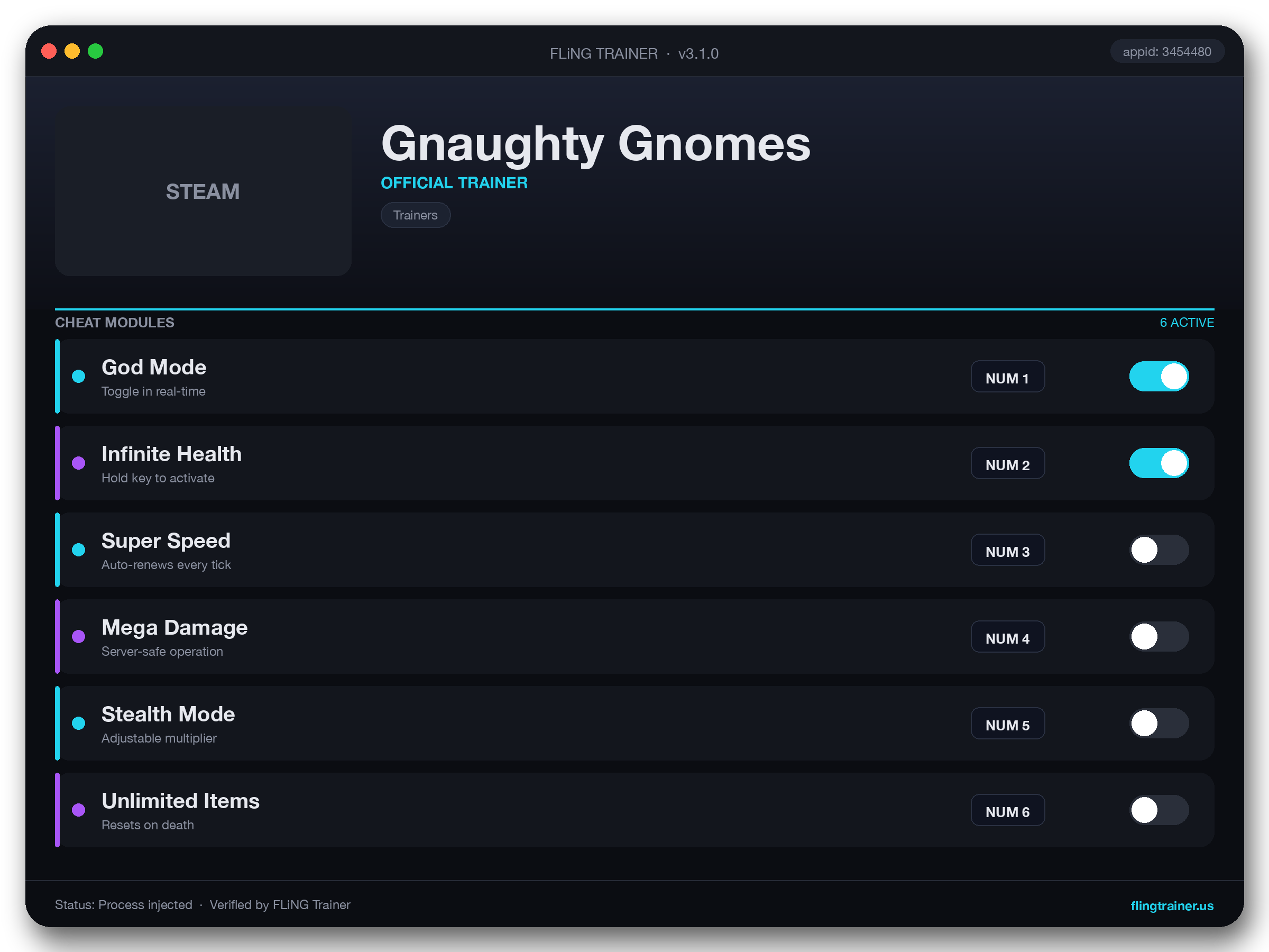 Gnaughty Gnomes Trainer interface
