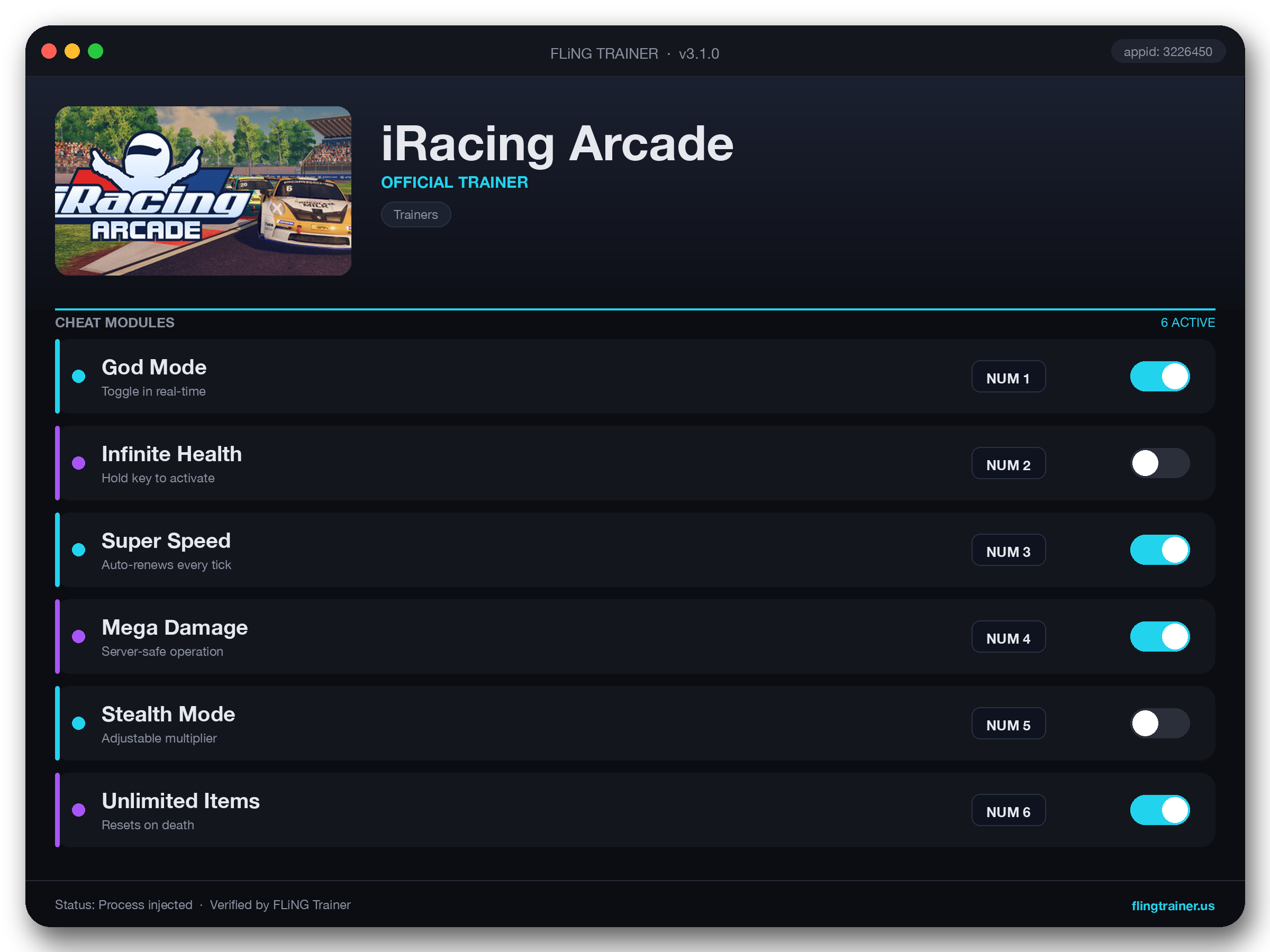 iRacing Arcade Trainer interface