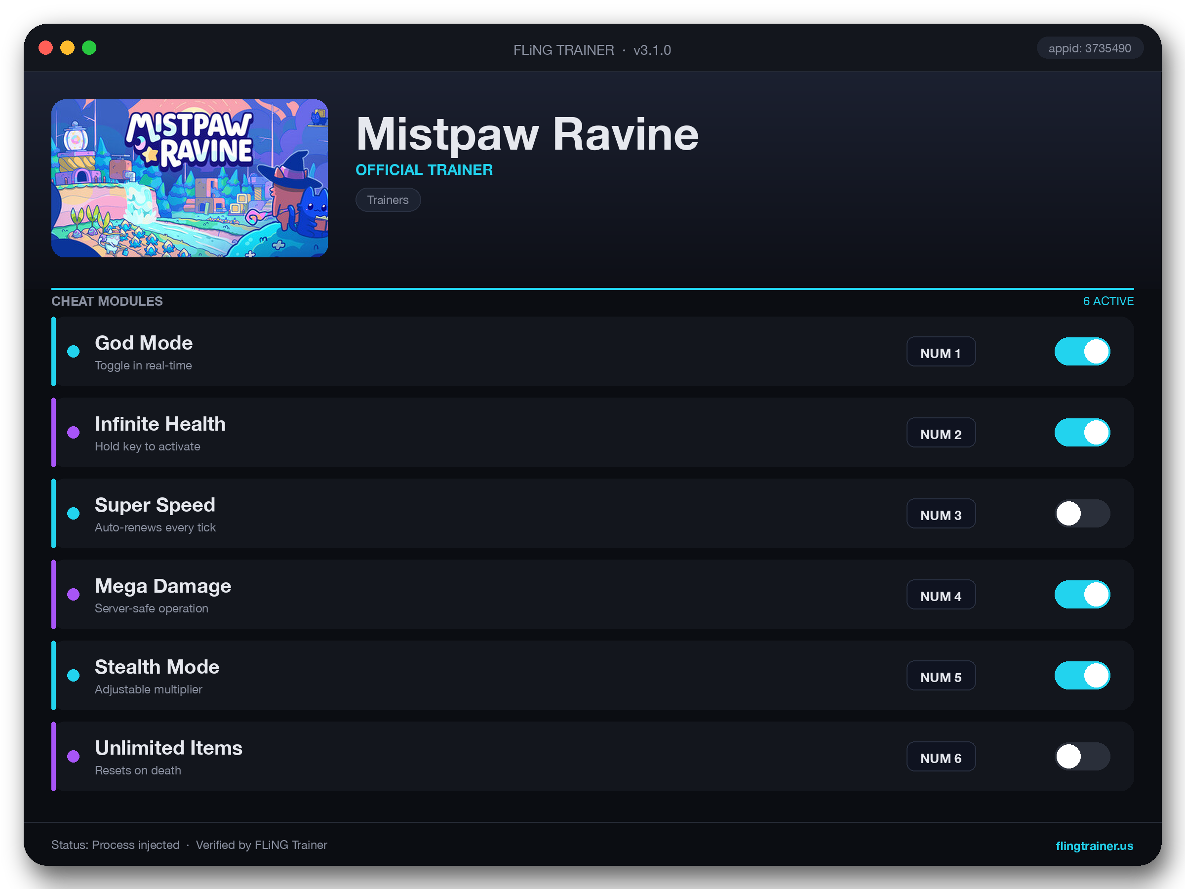 Mistpaw Ravine Trainer interface