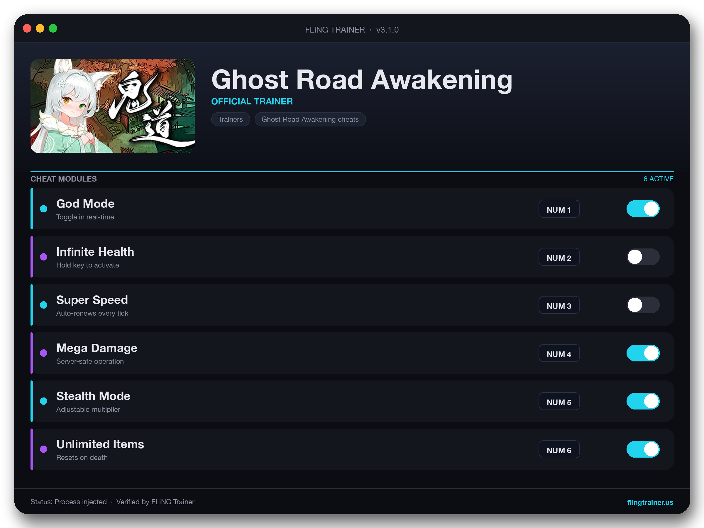 Ghost Road Awakening Trainer interface