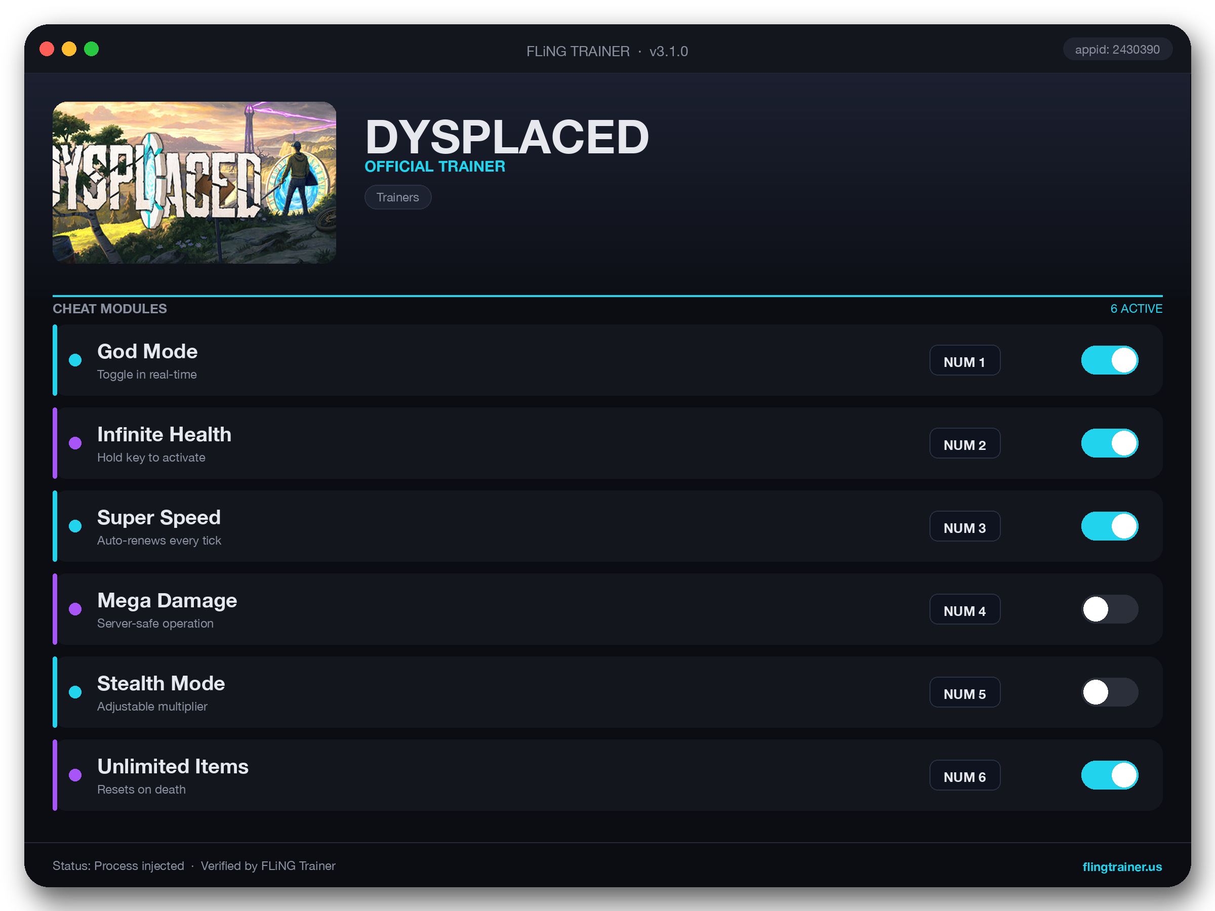 DYSPLACED Trainer interface