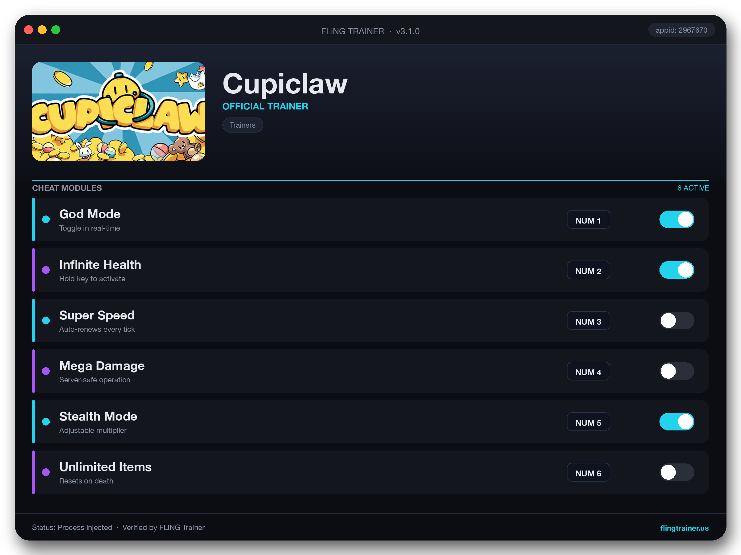 Cupiclaw Trainer interface