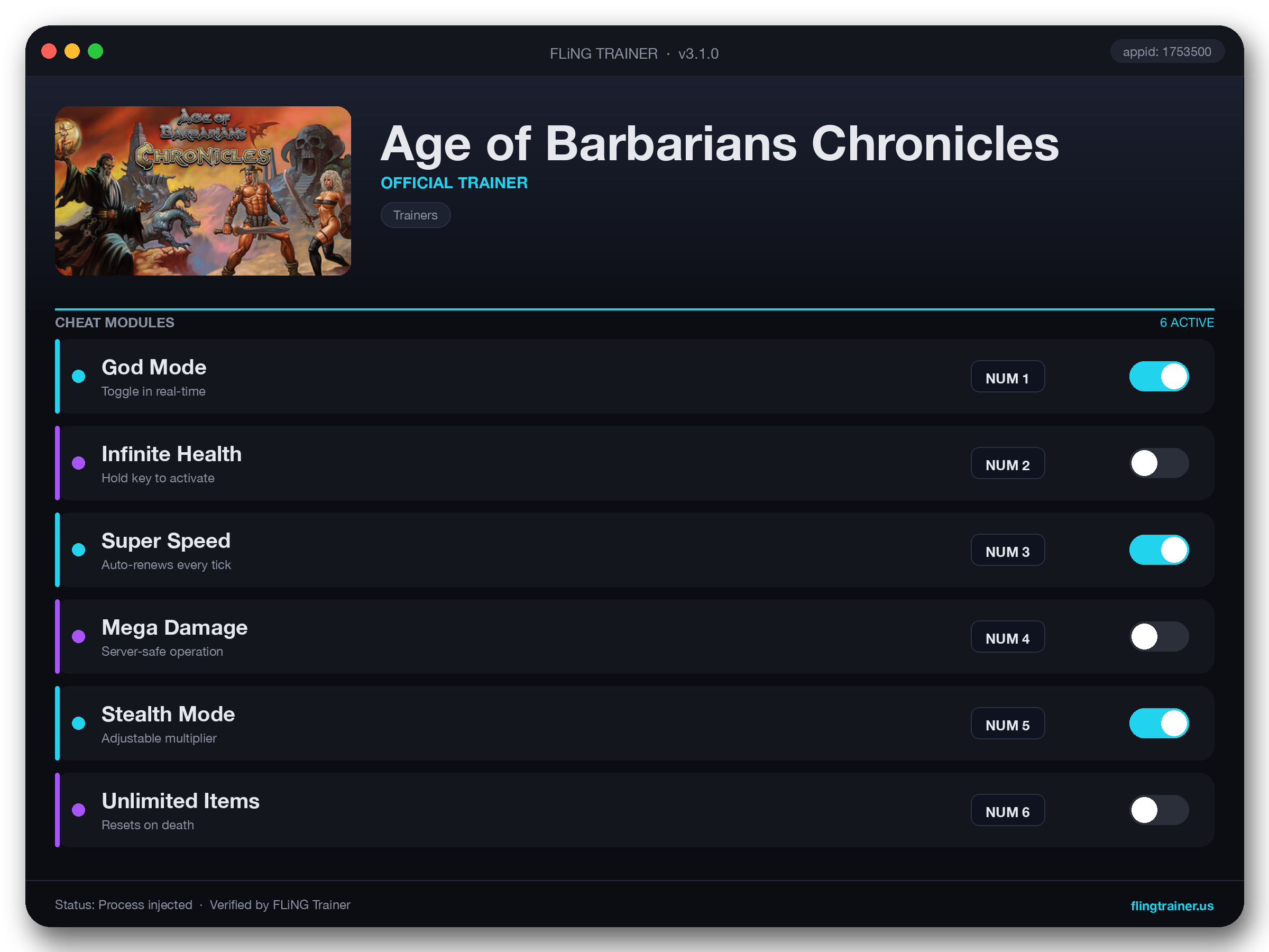 Age of Barbarians Chronicles Trainer interface