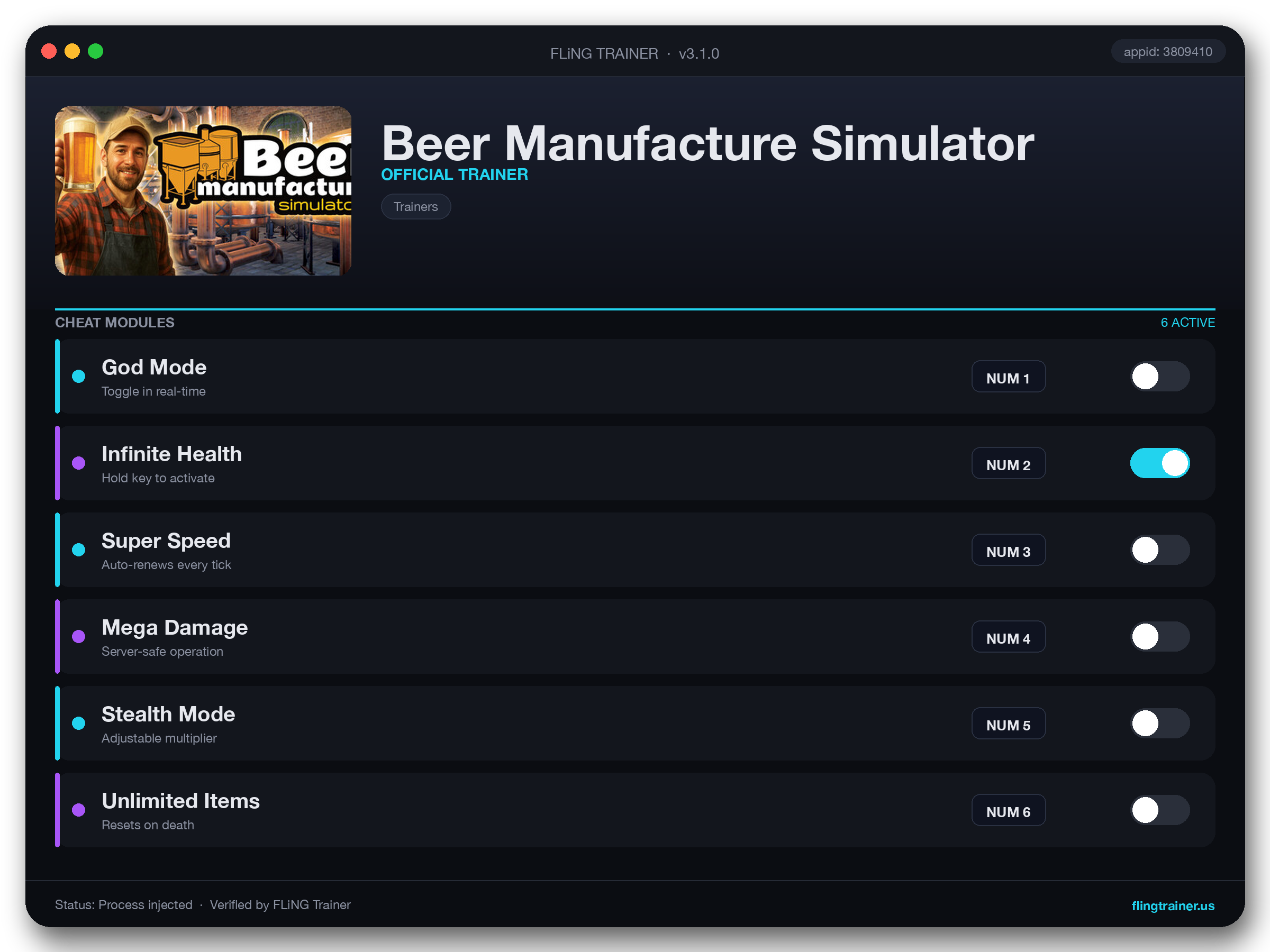 Beer Manufacture Simulator Trainer interface