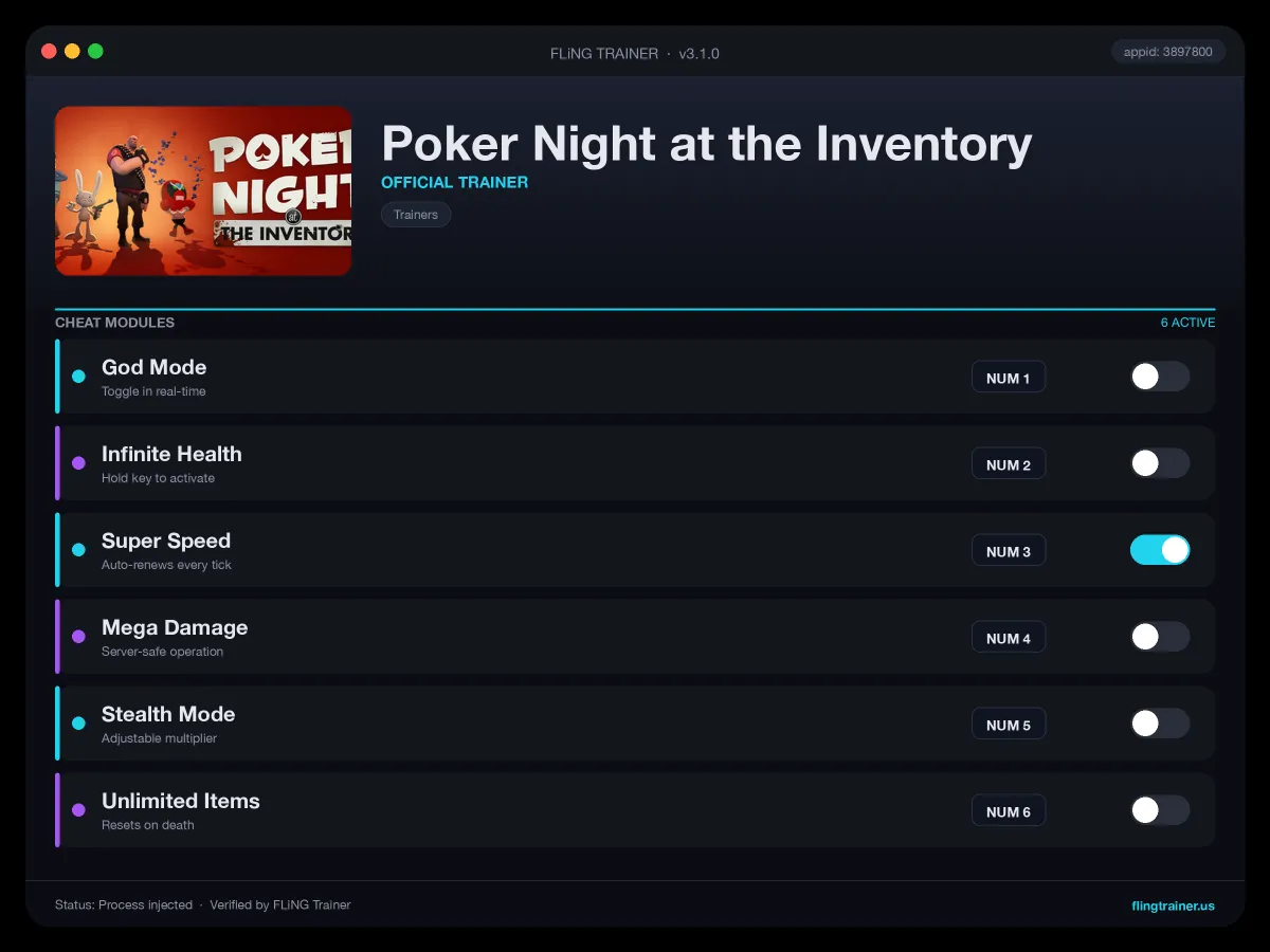 Poker Night at the Inventory Trainer interface