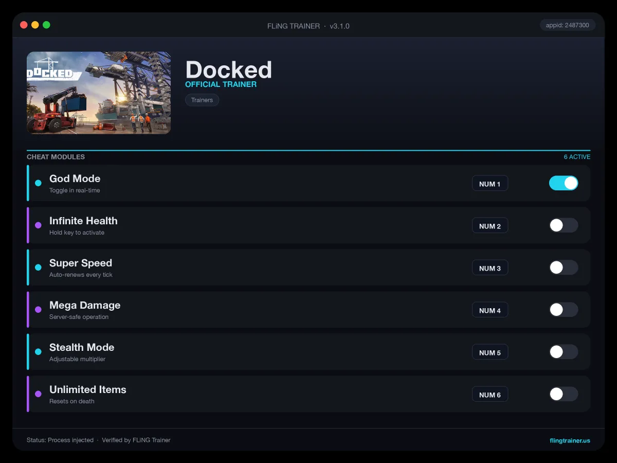 Docked Trainer interface