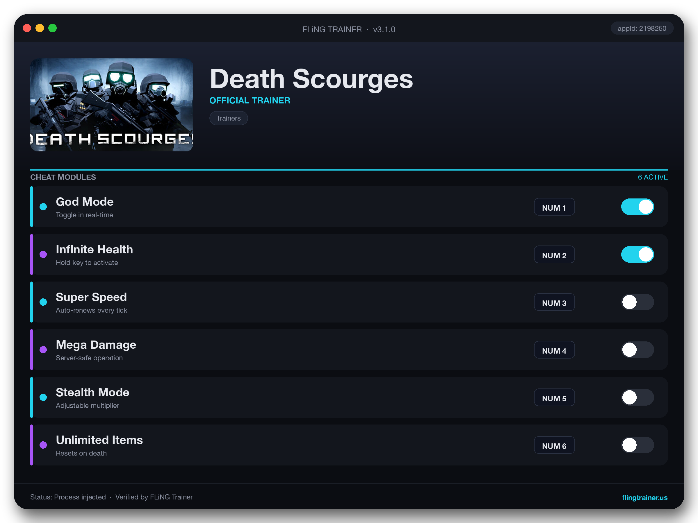 Death Scourges Trainer interface