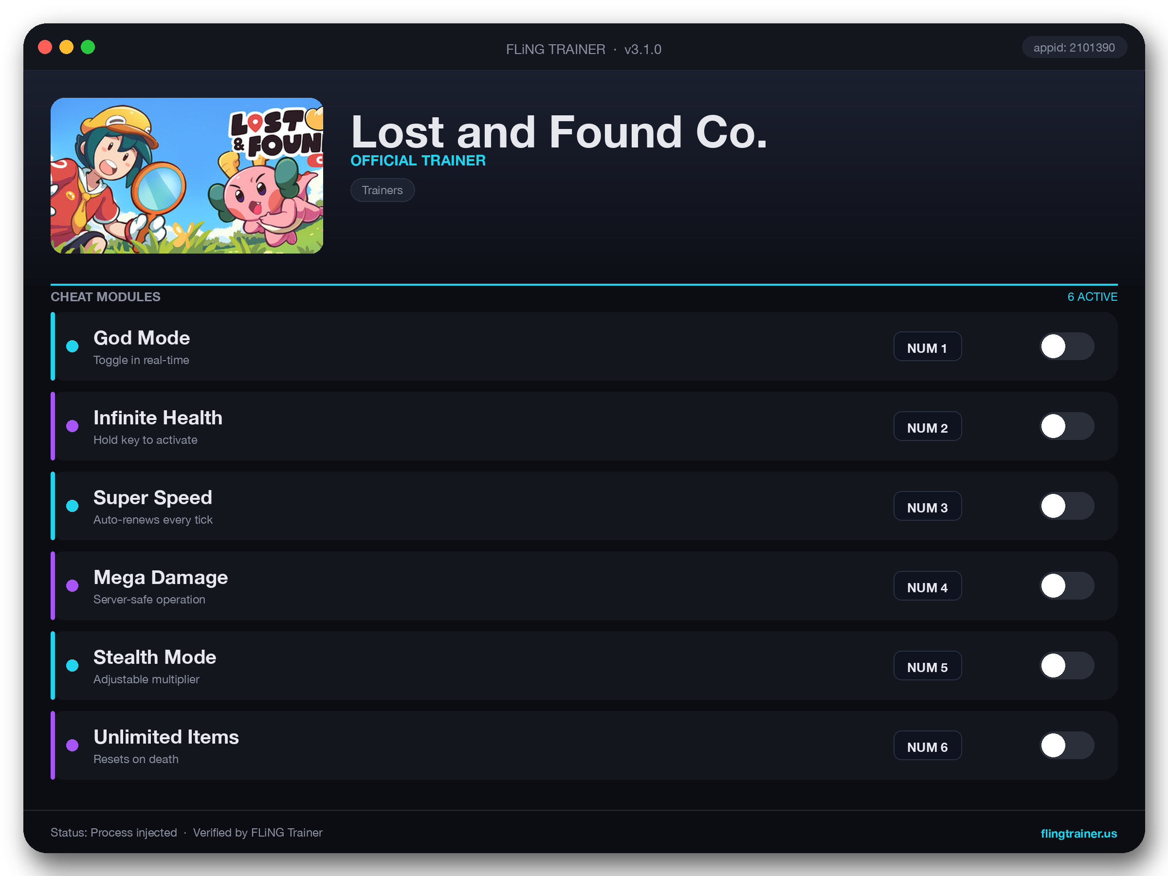 Lost and Found Co. Trainer interface