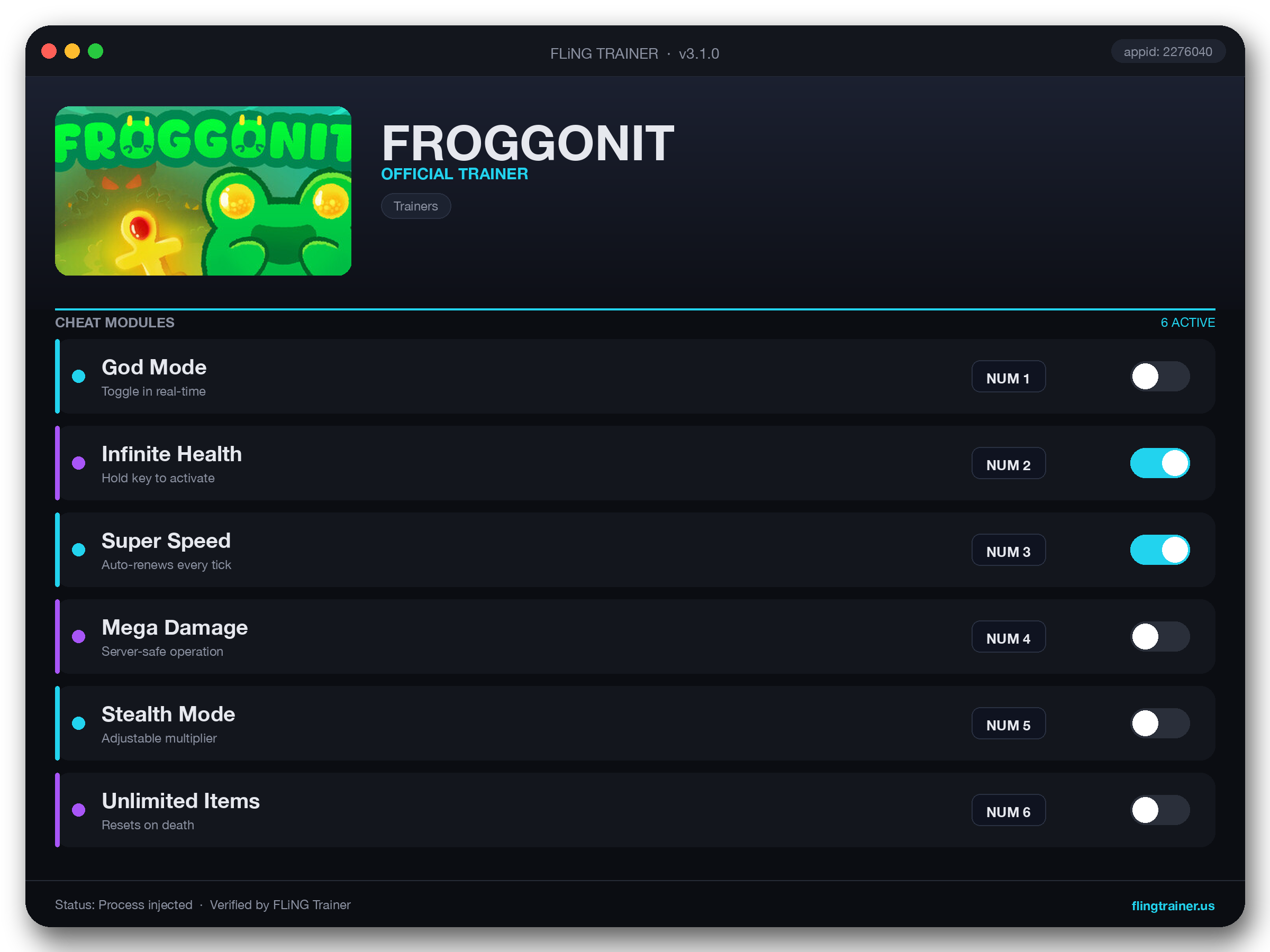 FROGGONIT Trainer interface