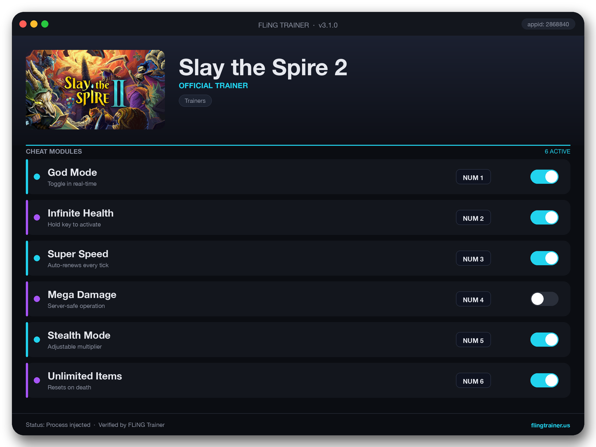 Slay the Spire 2 Trainer interface