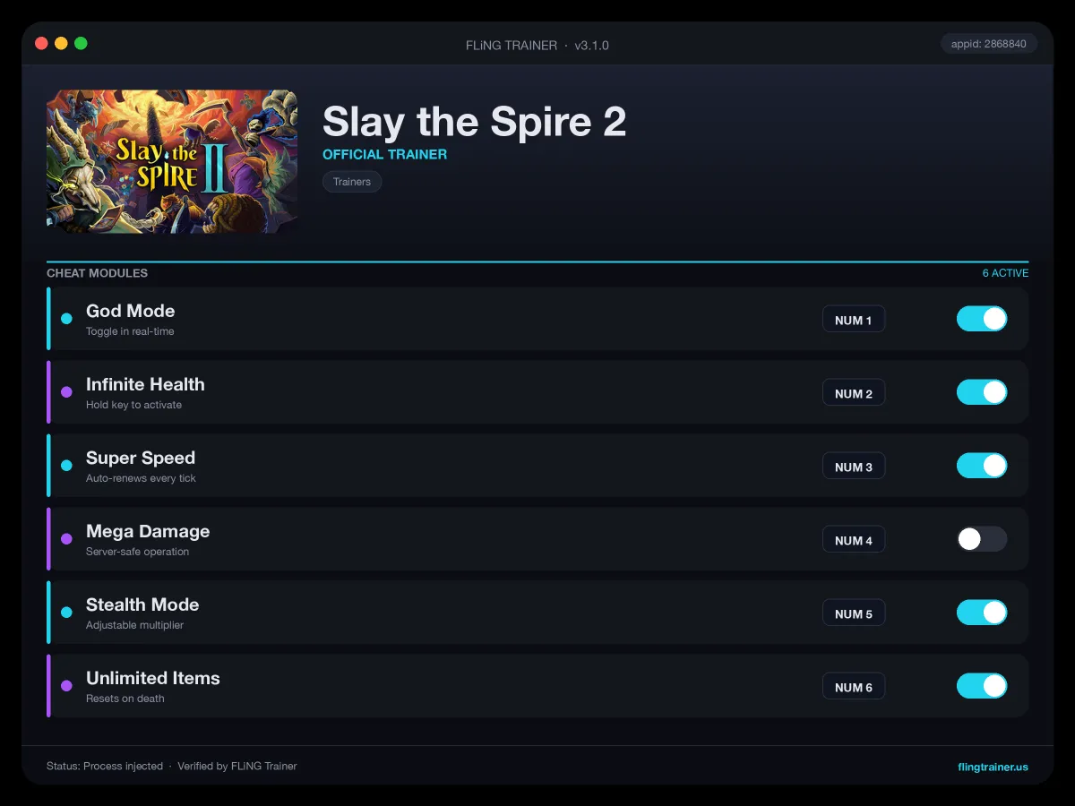 Slay the Spire 2 Trainer interface