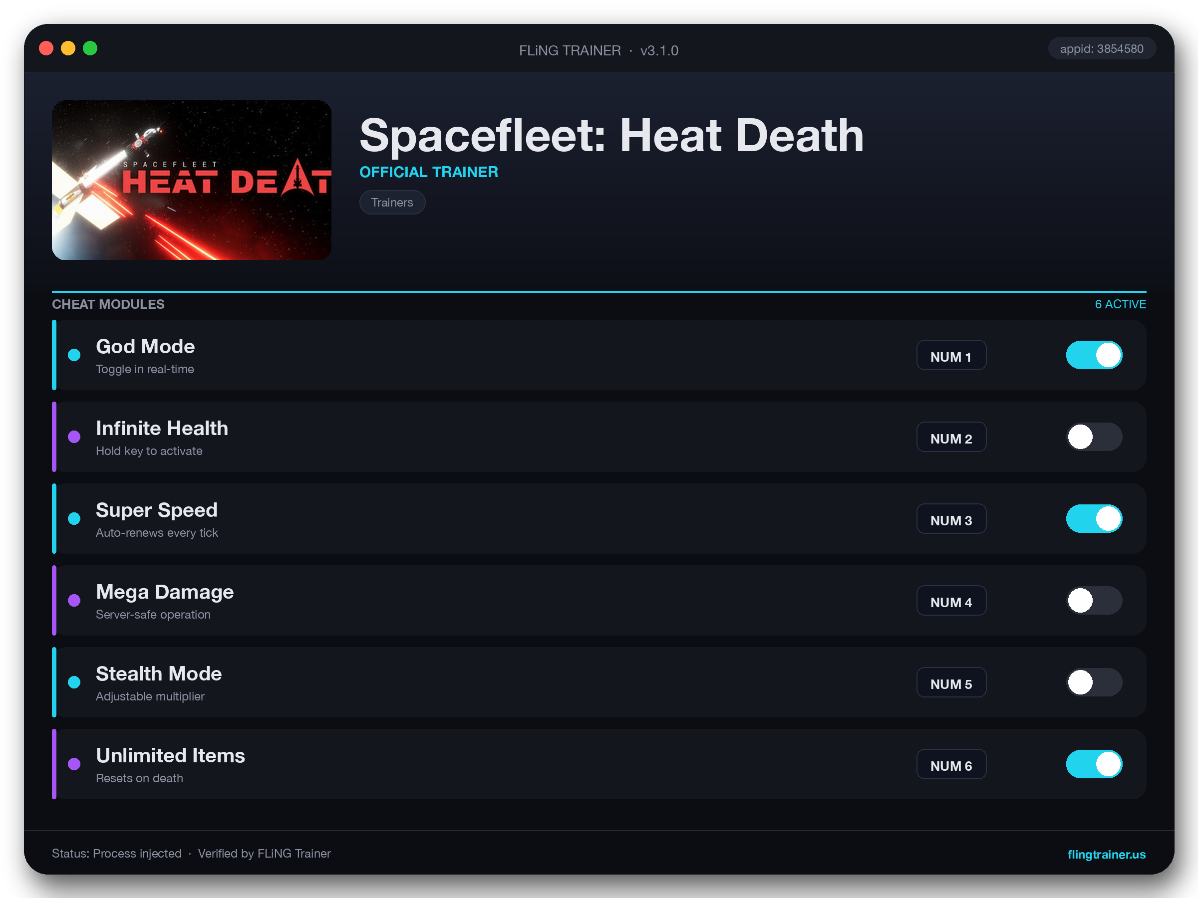 Spacefleet: Heat Death Trainer interface